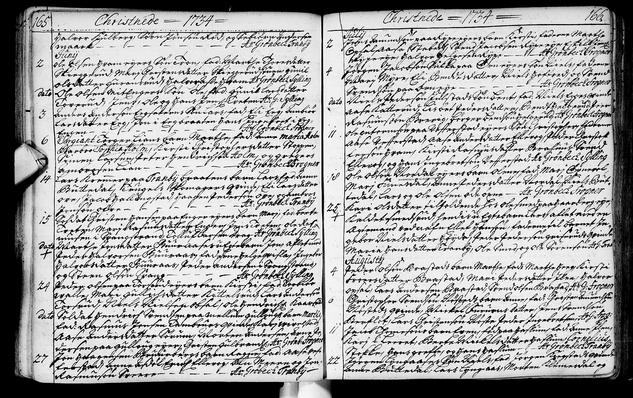 Lier kirkebøker, SAKO/A-230/F/Fa/L0003: Ministerialbok nr. I 3, 1727-1748, s. 165-166