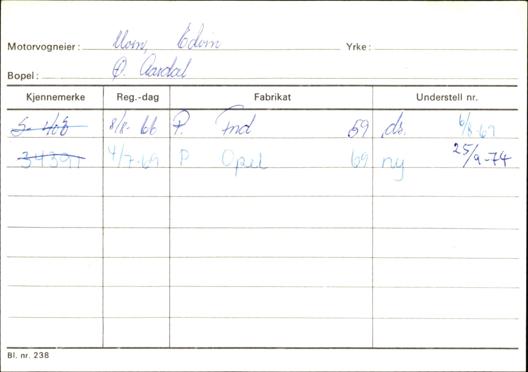 Statens vegvesen, Sogn og Fjordane vegkontor, AV/SAB-A-5301/4/F/L0145: Registerkort Vågsøy S-Å. Årdal I-P, 1945-1975, s. 1762