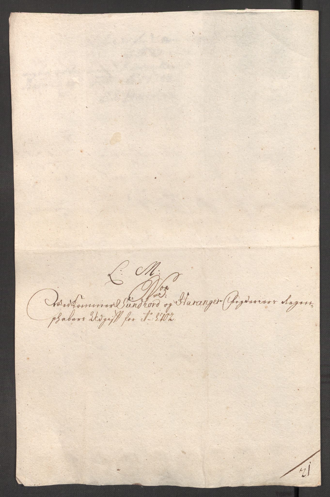 Rentekammeret inntil 1814, Reviderte regnskaper, Fogderegnskap, RA/EA-4092/R48/L2980: Fogderegnskap Sunnhordland og Hardanger, 1702, s. 212