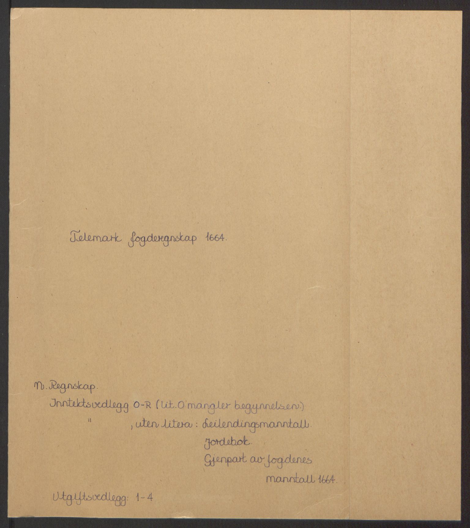 Rentekammeret inntil 1814, Reviderte regnskaper, Fogderegnskap, AV/RA-EA-4092/R35/L2055: Fogderegnskap Øvre og Nedre Telemark, 1664, s. 2