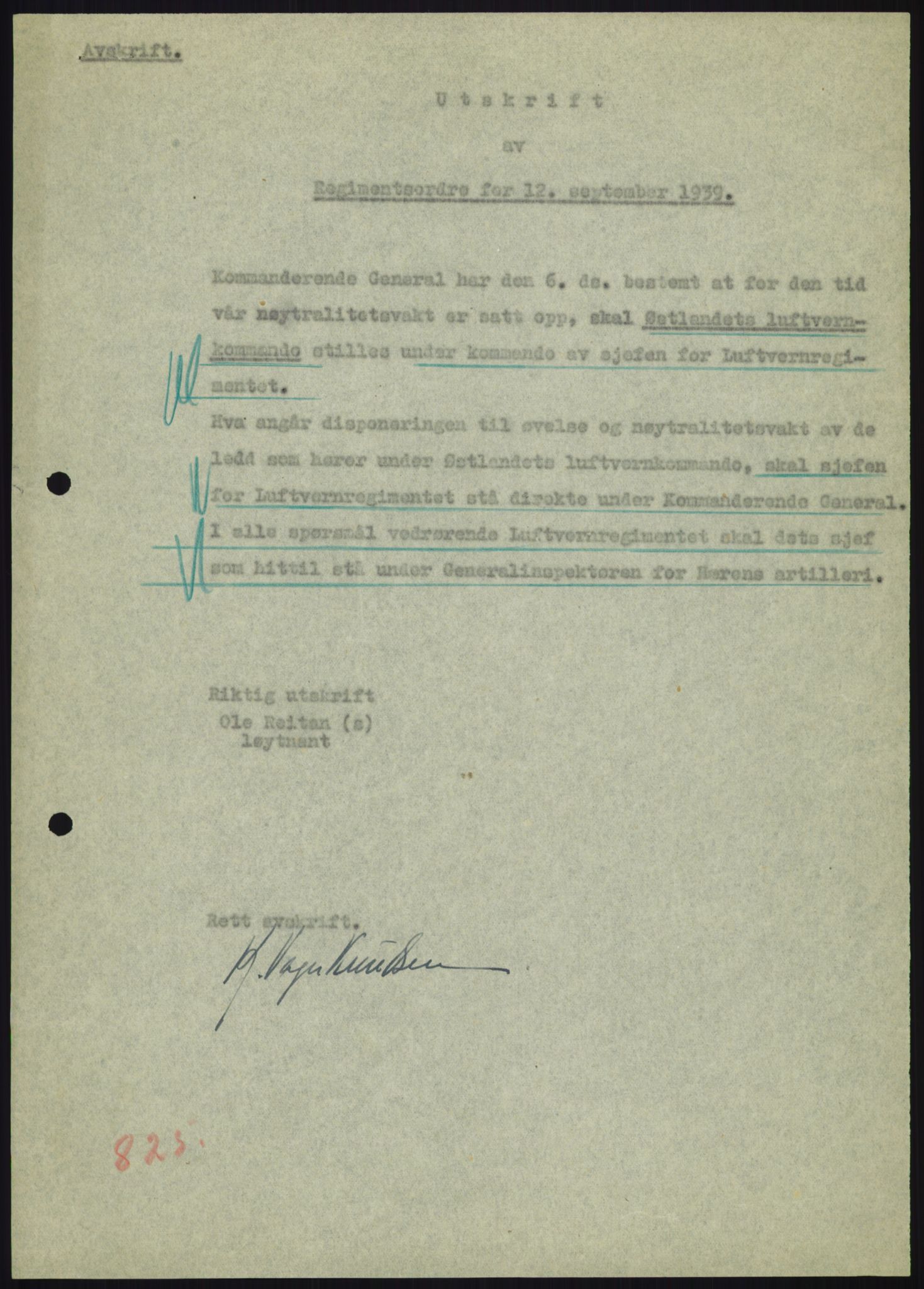 Forsvaret, Forsvarets krigshistoriske avdeling, RA/RAFA-2017/Y/Yb/L0159: II-C-11-750-825  -  Kavaleriet og artilleriet, 1936-1940, s. 1075