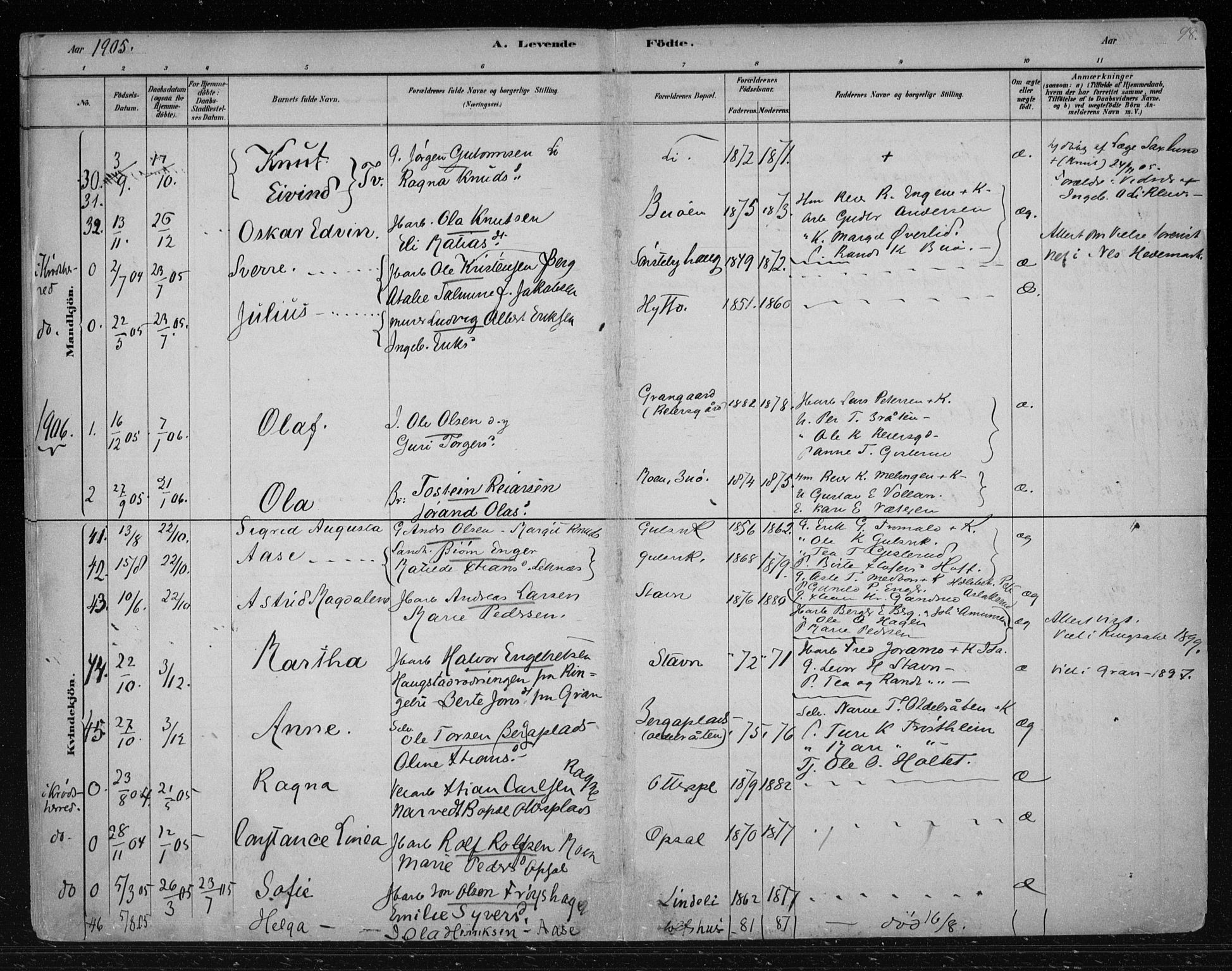 Nes kirkebøker, AV/SAKO-A-236/F/Fa/L0012: Ministerialbok nr. 12, 1881-1917, s. 98
