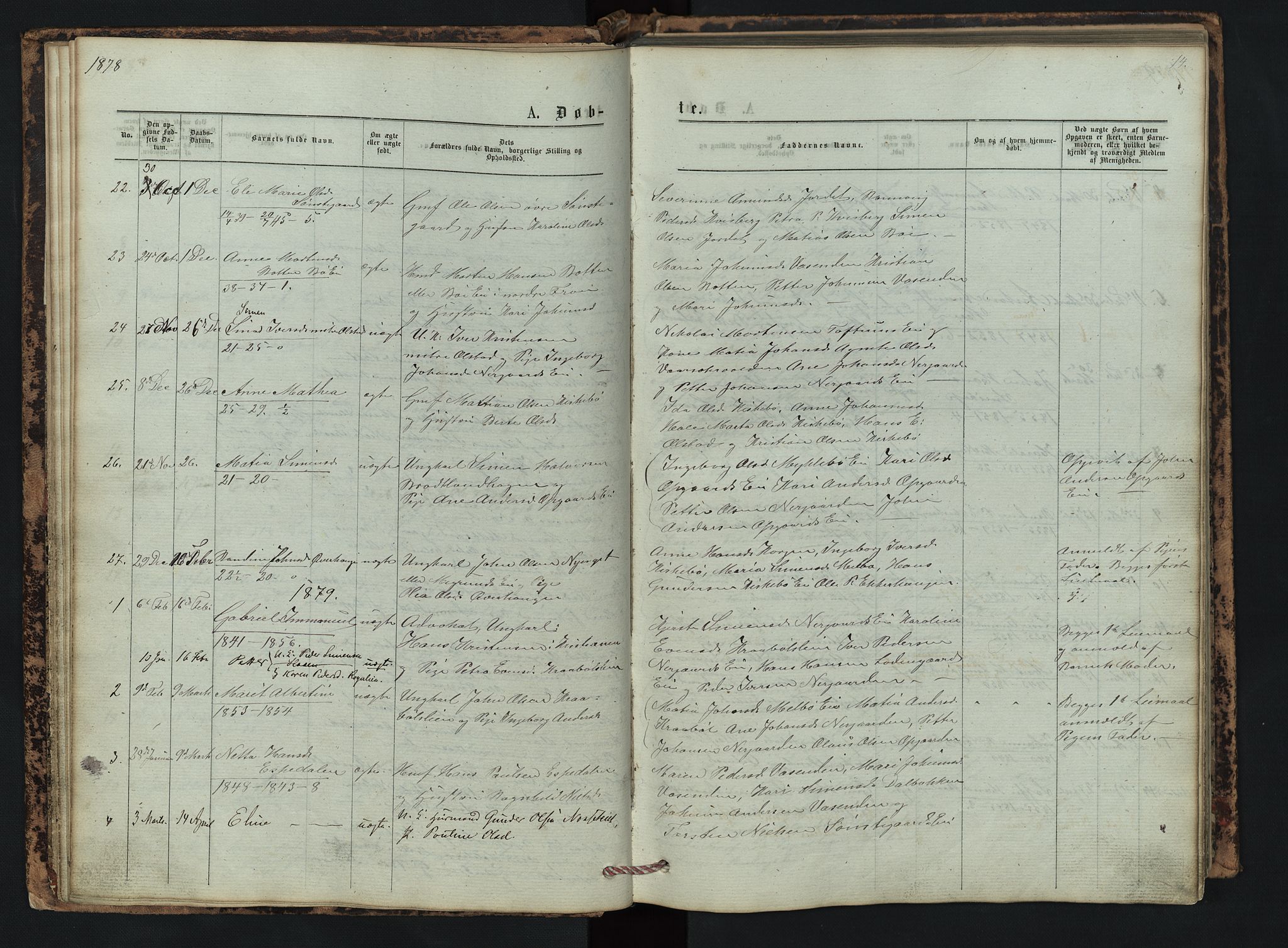 Vestre Gausdal prestekontor, AV/SAH-PREST-094/H/Ha/Hab/L0002: Klokkerbok nr. 2, 1874-1897, s. 14