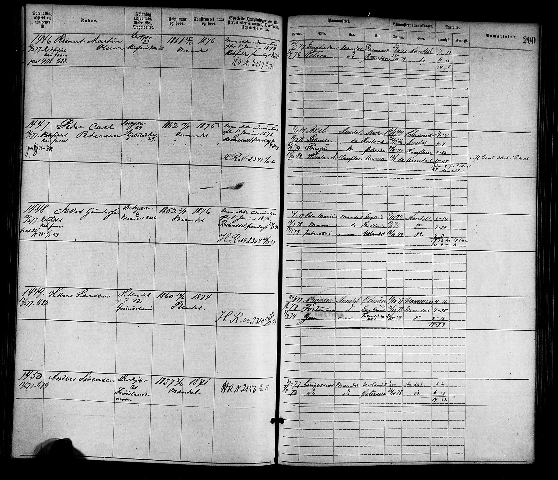 Mandal mønstringskrets, SAK/2031-0016/F/Fa/L0001: Annotasjonsrulle nr 1-1920 med register, L-3, 1869-1881, s. 327