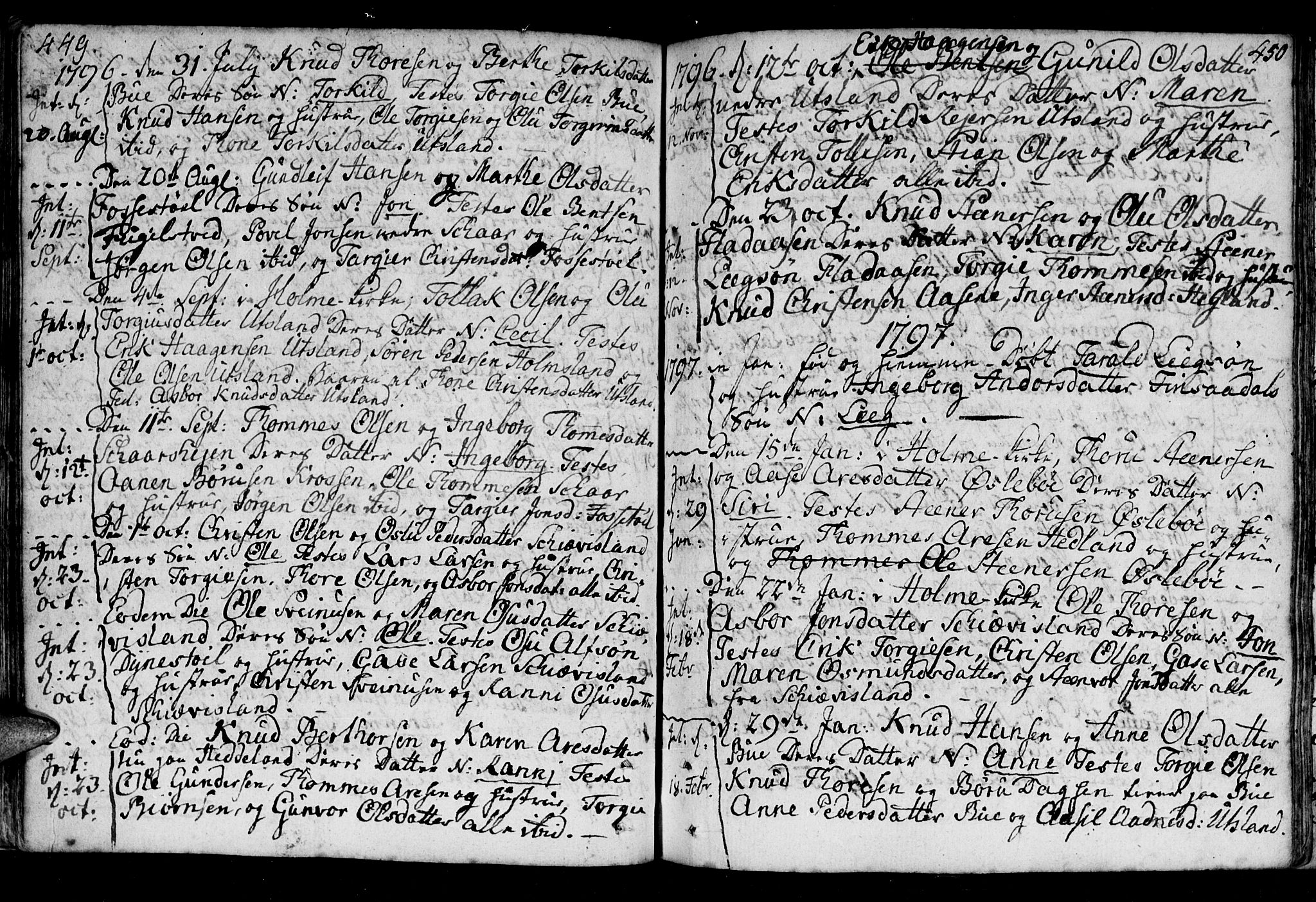 Holum sokneprestkontor, AV/SAK-1111-0022/F/Fa/Fac/L0001: Ministerialbok nr. A 1, 1773-1820, s. 449-450