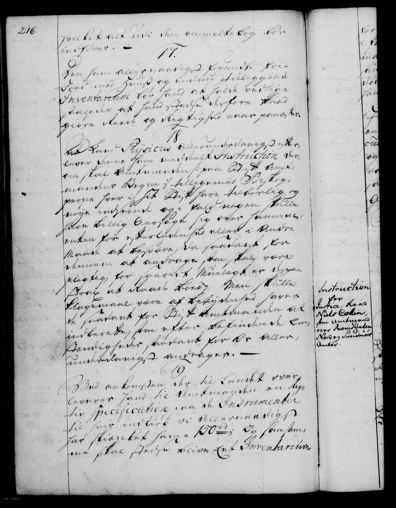 Rentekammeret, Kammerkanselliet, AV/RA-EA-3111/G/Gg/Ggi/L0003: Norsk instruksjonsprotokoll med register (merket RK 53.36), 1751-1775, s. 216