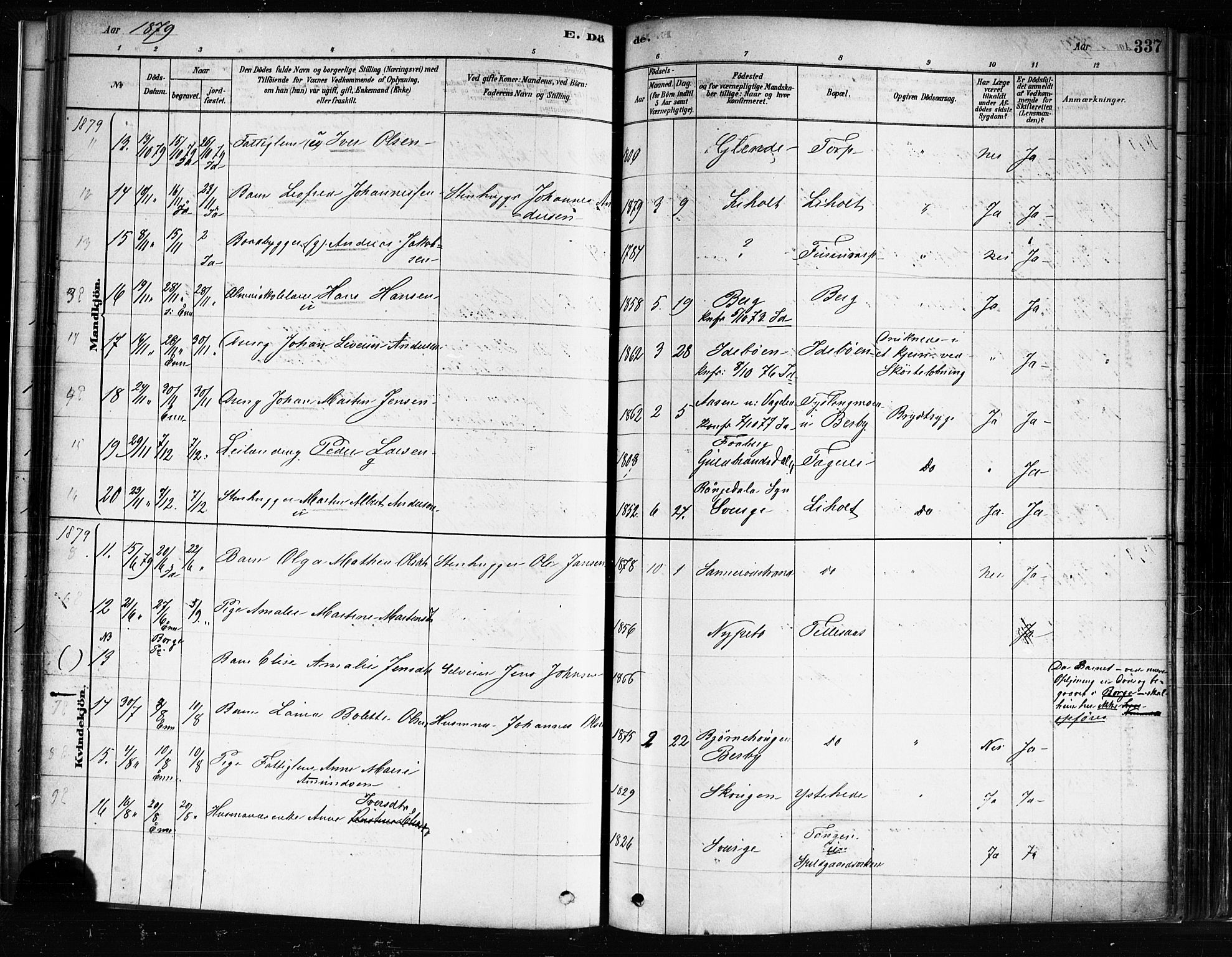 Idd prestekontor Kirkebøker, AV/SAO-A-10911/F/Fc/L0006b: Ministerialbok nr. III 6B, 1878-1903, s. 337