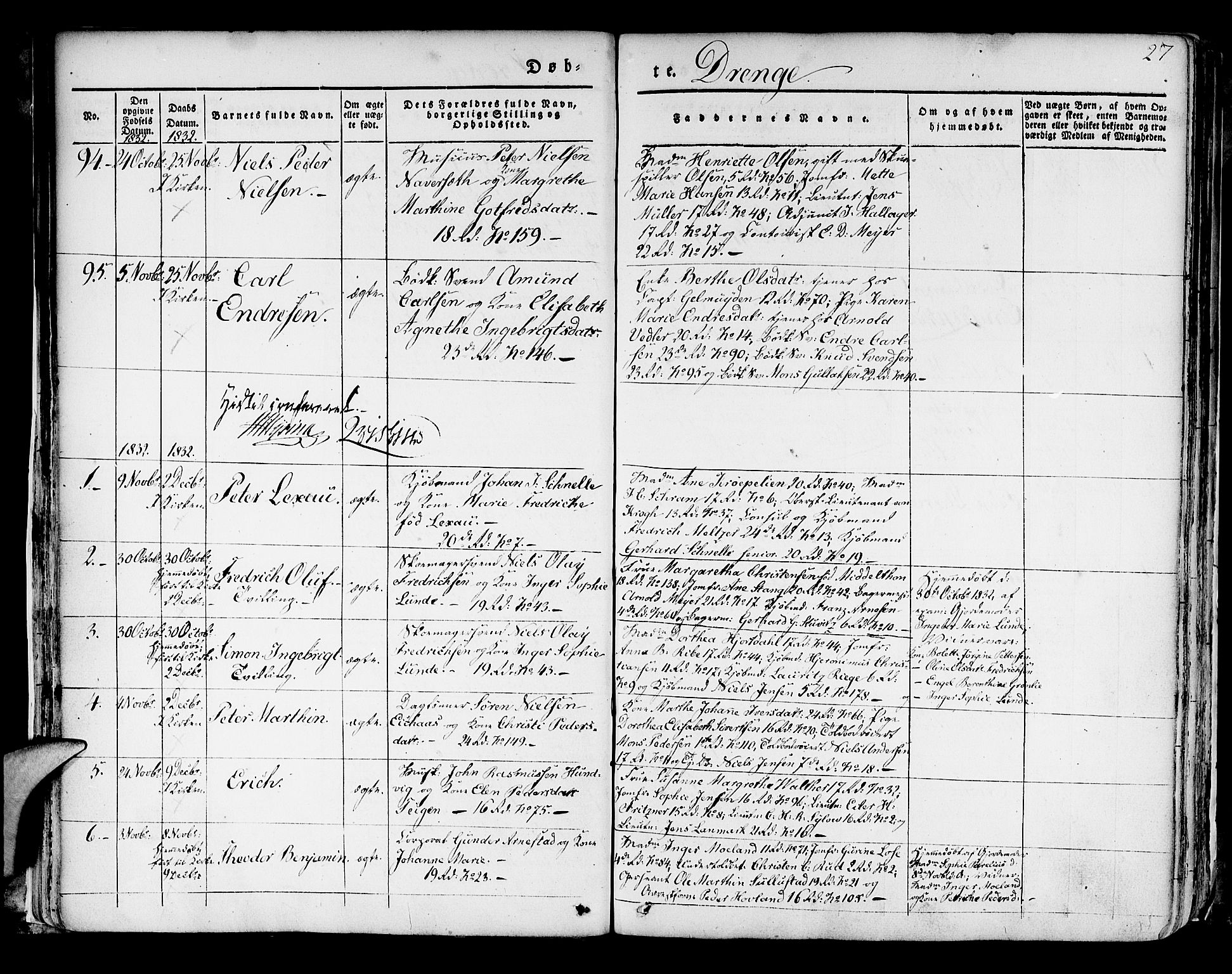 Korskirken sokneprestembete, AV/SAB-A-76101/H/Hab: Klokkerbok nr. A 5I, 1831-1844, s. 28