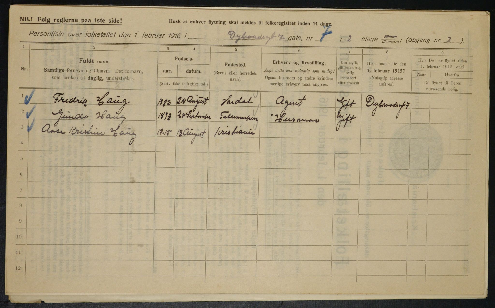 OBA, Kommunal folketelling 1.2.1916 for Kristiania, 1916, s. 17596