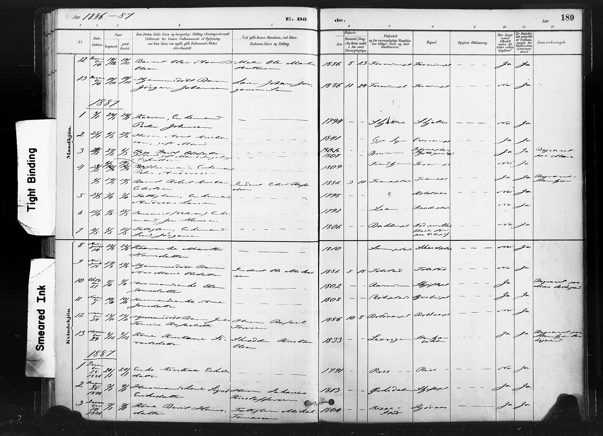 Ministerialprotokoller, klokkerbøker og fødselsregistre - Nord-Trøndelag, SAT/A-1458/736/L0361: Ministerialbok nr. 736A01, 1884-1906, s. 189