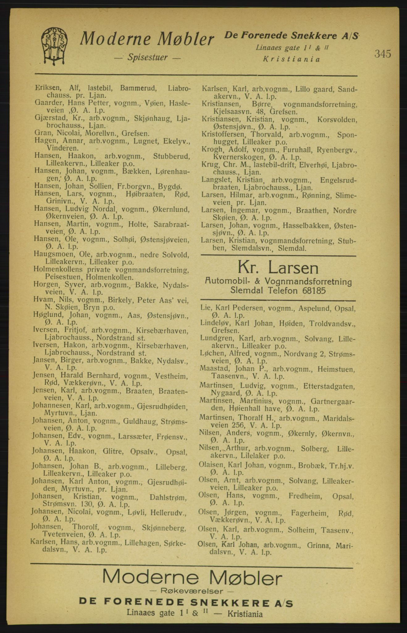 Aker adressebok/adressekalender, PUBL/001/A/002: Akers adressekalender, 1922, s. 345