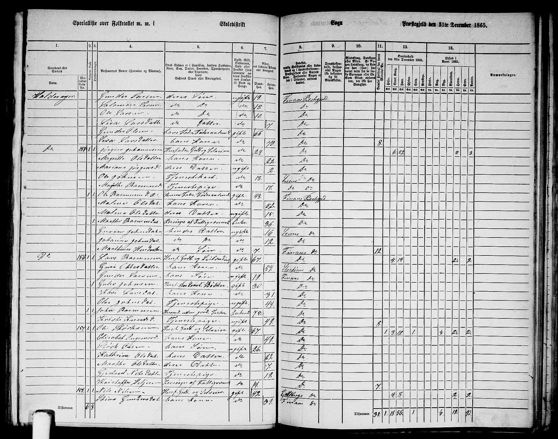 RA, Folketelling 1865 for 1218P Finnås prestegjeld, 1865, s. 113