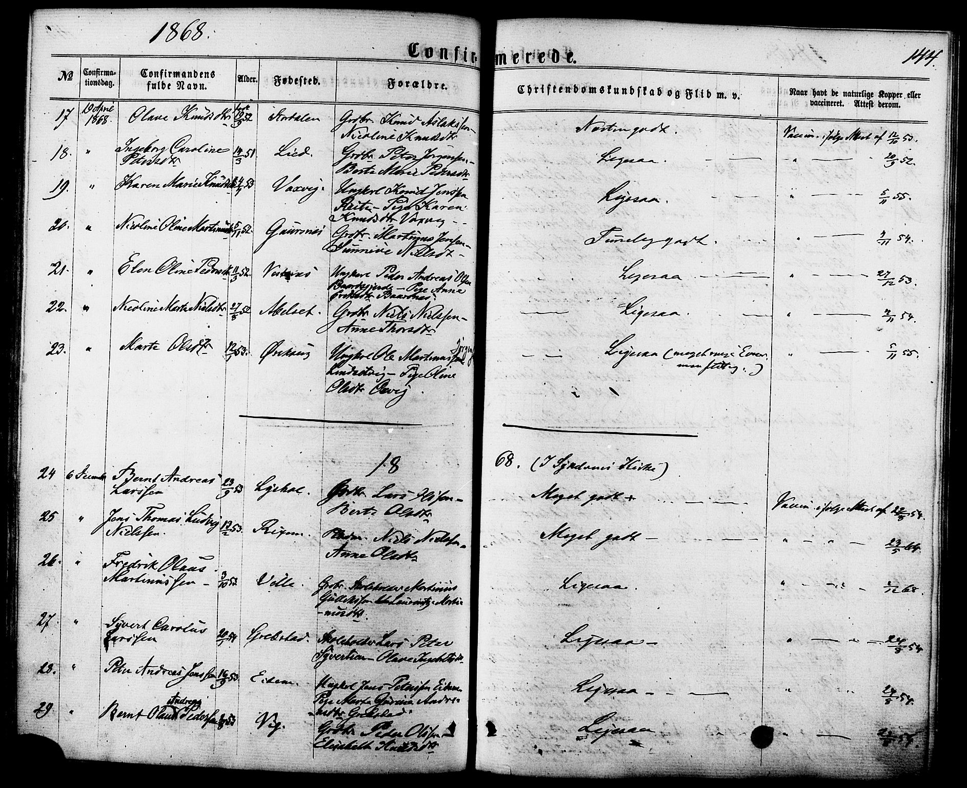 Ministerialprotokoller, klokkerbøker og fødselsregistre - Møre og Romsdal, SAT/A-1454/522/L0314: Ministerialbok nr. 522A09, 1863-1877, s. 144