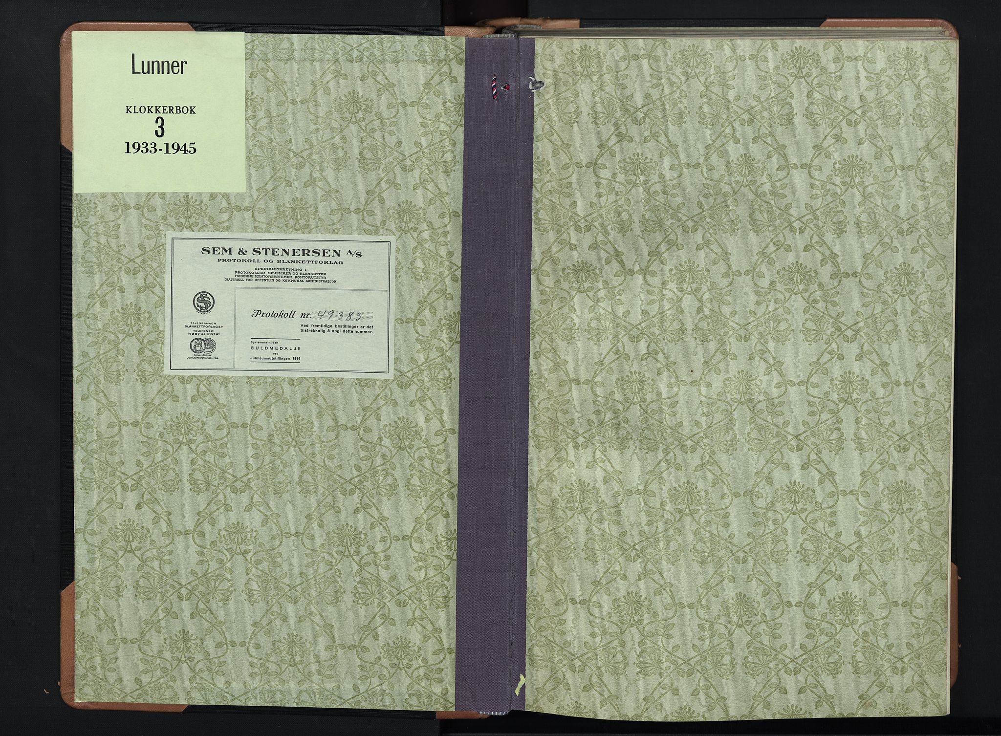 Lunner prestekontor, SAH/PREST-118/H/Ha/Hab/L0003: Klokkerbok nr. 3, 1933-1945