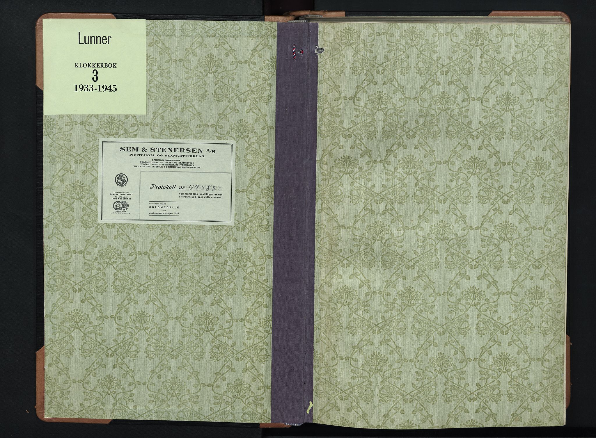 Lunner prestekontor, AV/SAH-PREST-118/H/Ha/Hab/L0003: Klokkerbok nr. 3, 1933-1945