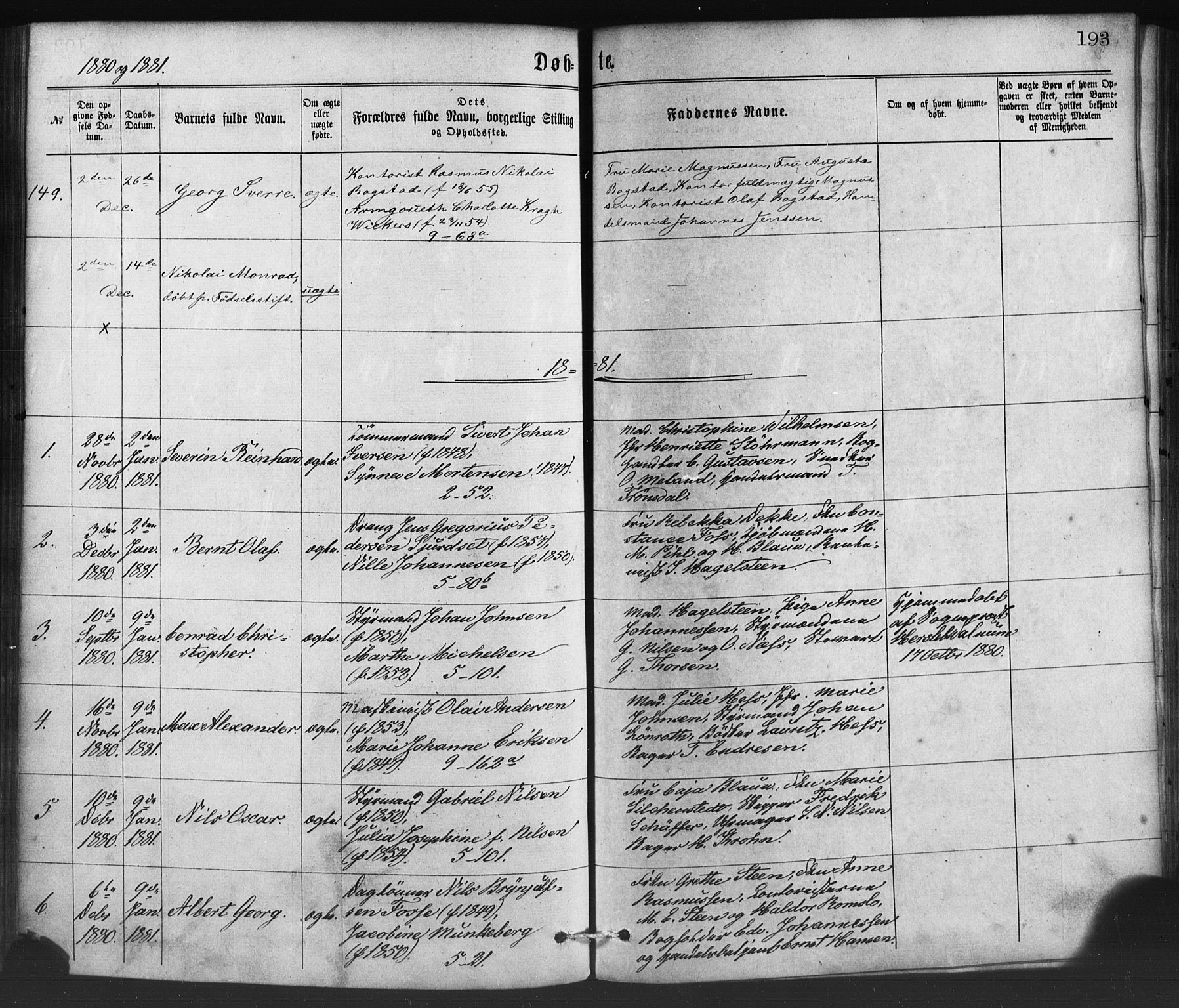 Nykirken Sokneprestembete, AV/SAB-A-77101/H/Haa/L0016: Ministerialbok nr. B 3, 1870-1884, s. 193
