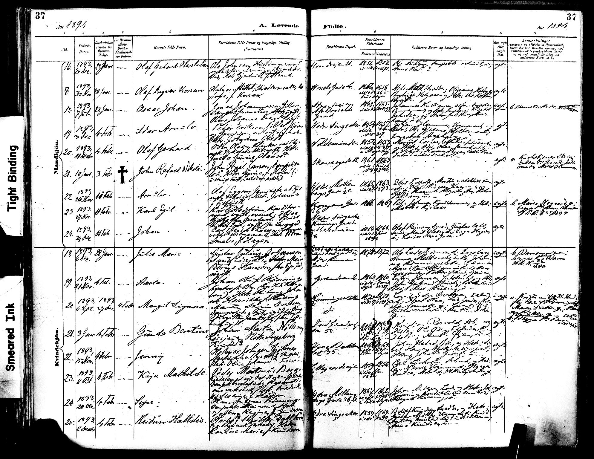 Ministerialprotokoller, klokkerbøker og fødselsregistre - Sør-Trøndelag, SAT/A-1456/604/L0197: Ministerialbok nr. 604A18, 1893-1900, s. 37