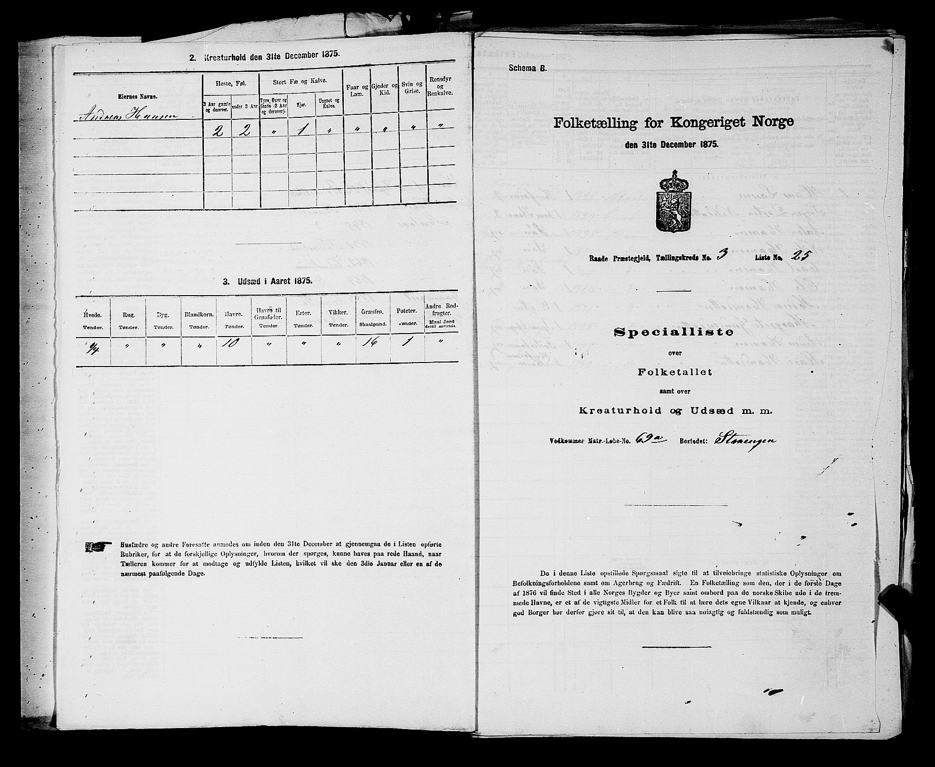 RA, Folketelling 1875 for 0135P Råde prestegjeld, 1875, s. 598