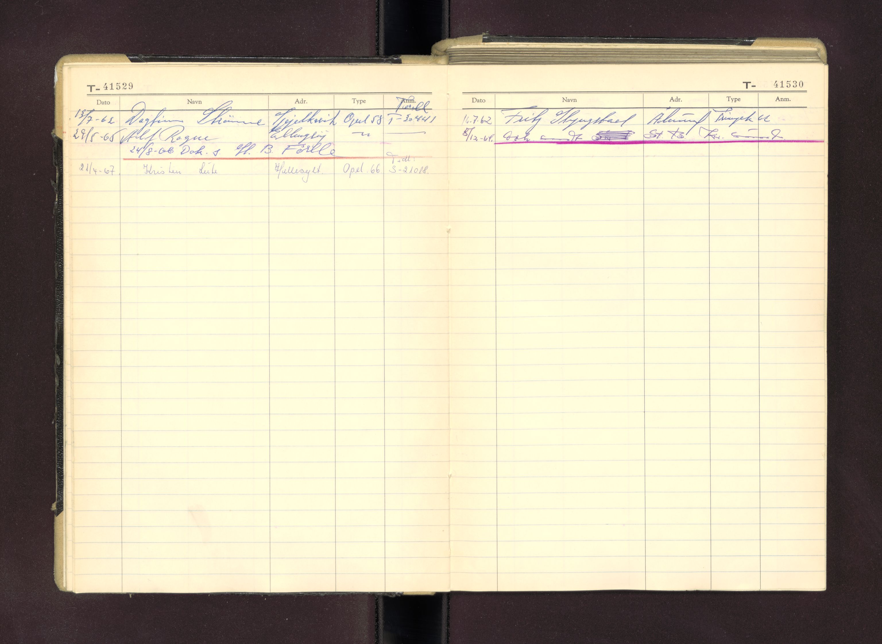 Møre og Romsdal vegkontor - Ålesund trafikkstasjon, AV/SAT-A-4099/F/Fc/L0036: Bilregister; T 41500 - T 41999, 1960-1970
