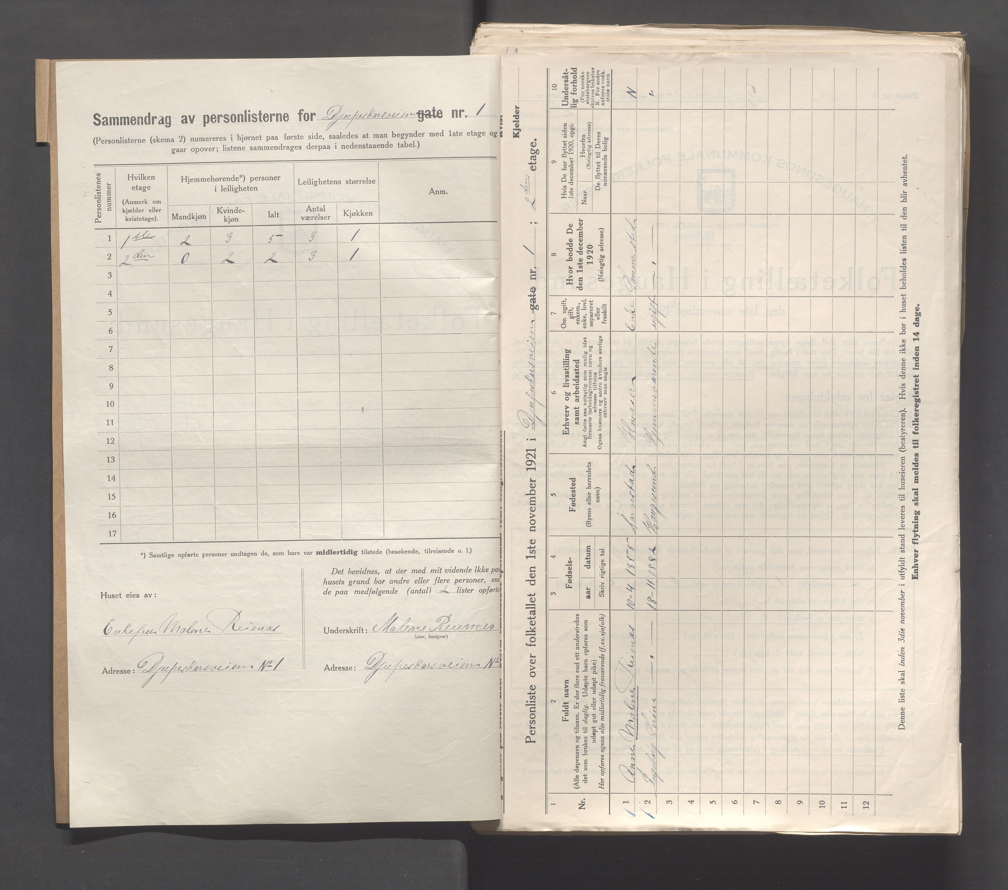 IKAR, Kommunal folketelling 1.11.1921 for Haugesund, 1921, s. 457