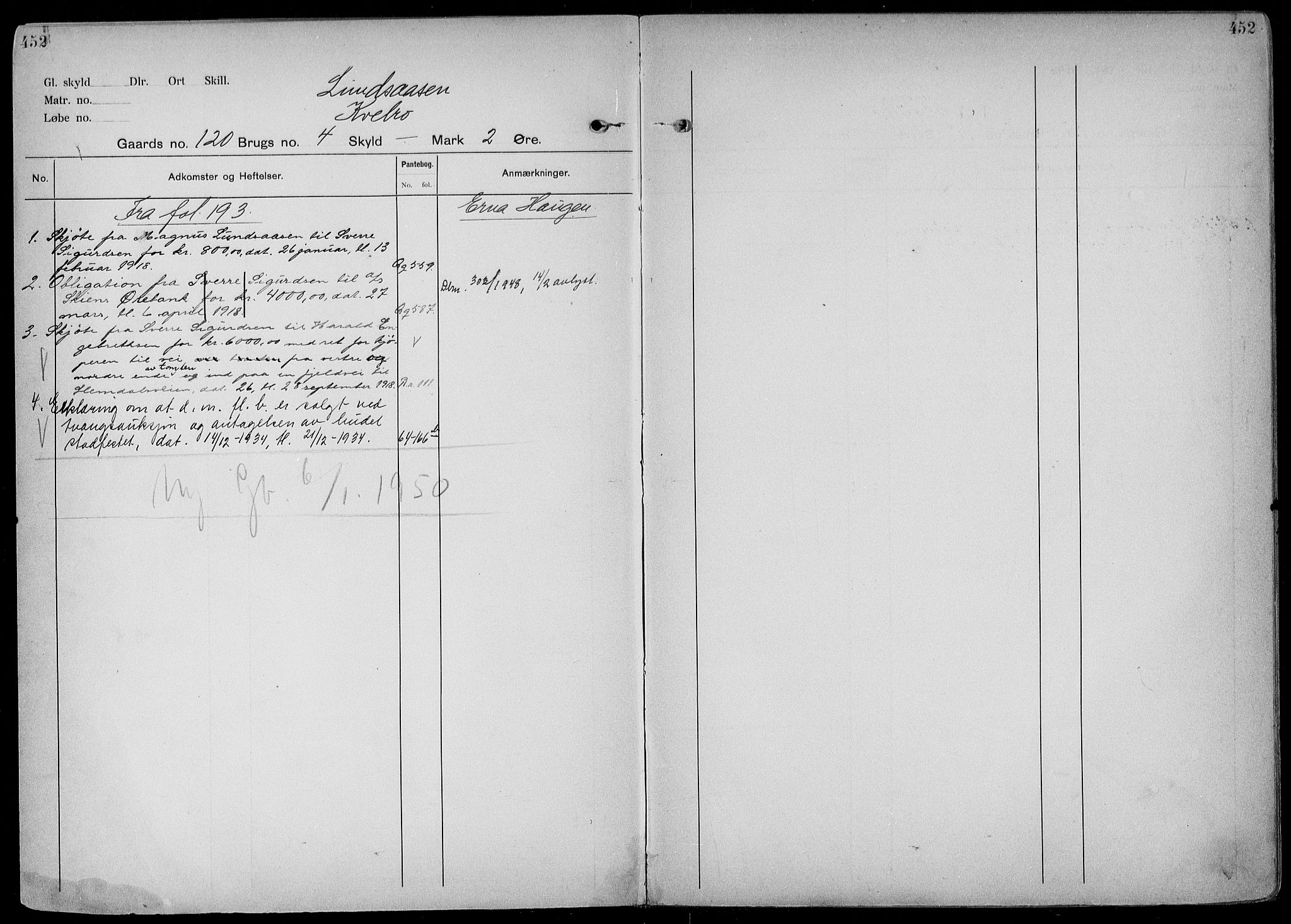 Gjerpen sorenskriveri, AV/SAKO-A-216/G/Gb/Gbd/L0004b: Panteregister nr. IV 4b, s. 452