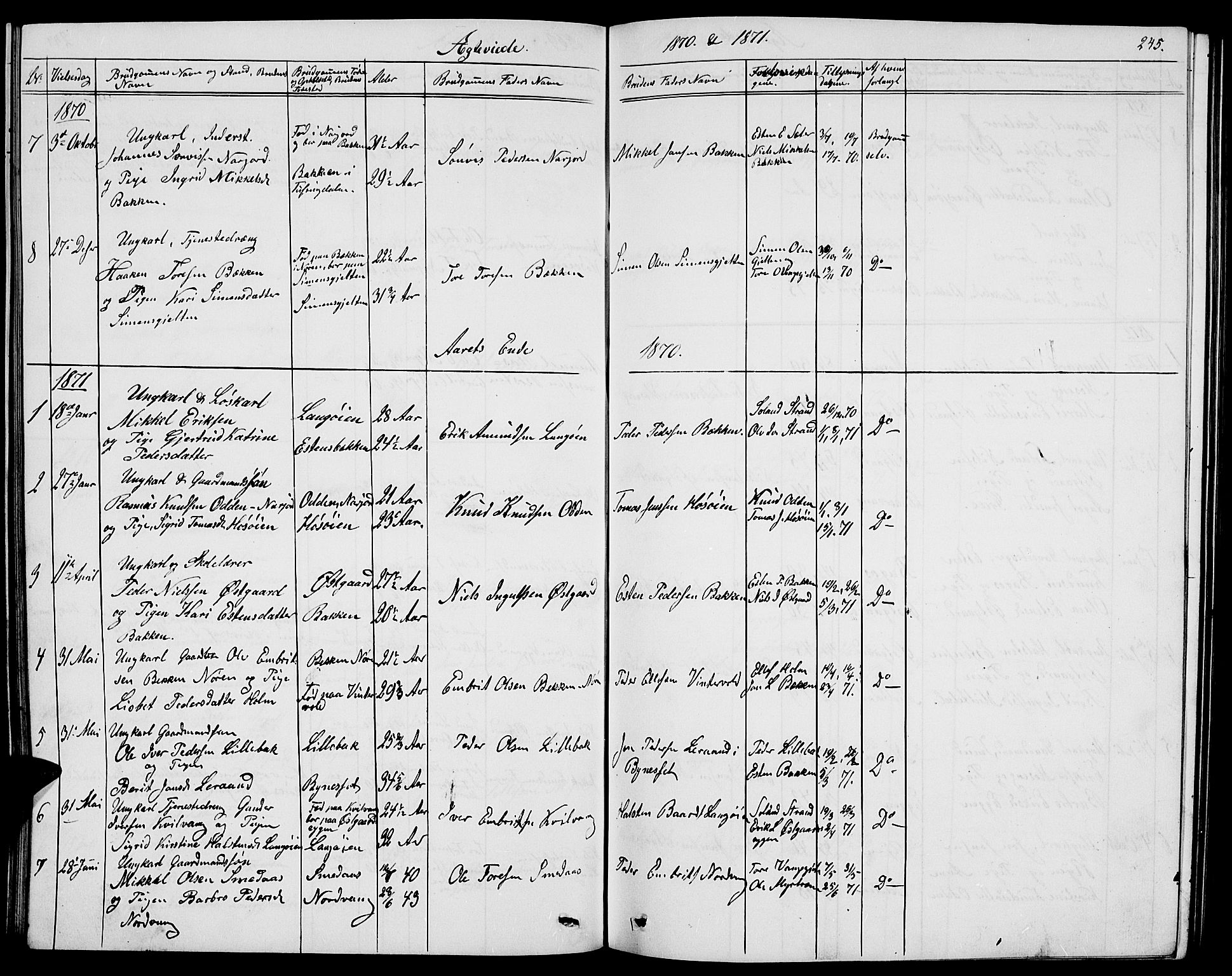 Tolga prestekontor, AV/SAH-PREST-062/L/L0004: Klokkerbok nr. 4, 1845-1887, s. 245