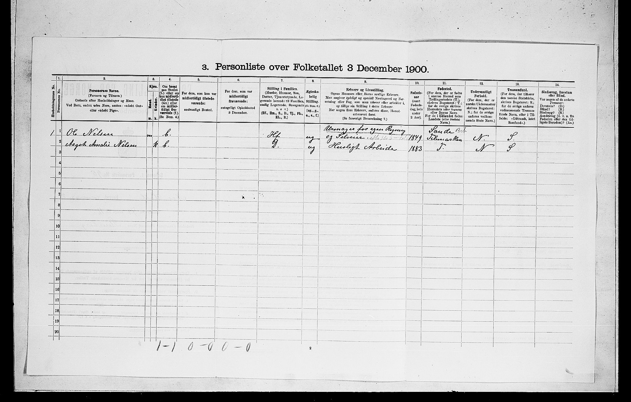 RA, Folketelling 1900 for 0616 Nes herred, 1900, s. 51
