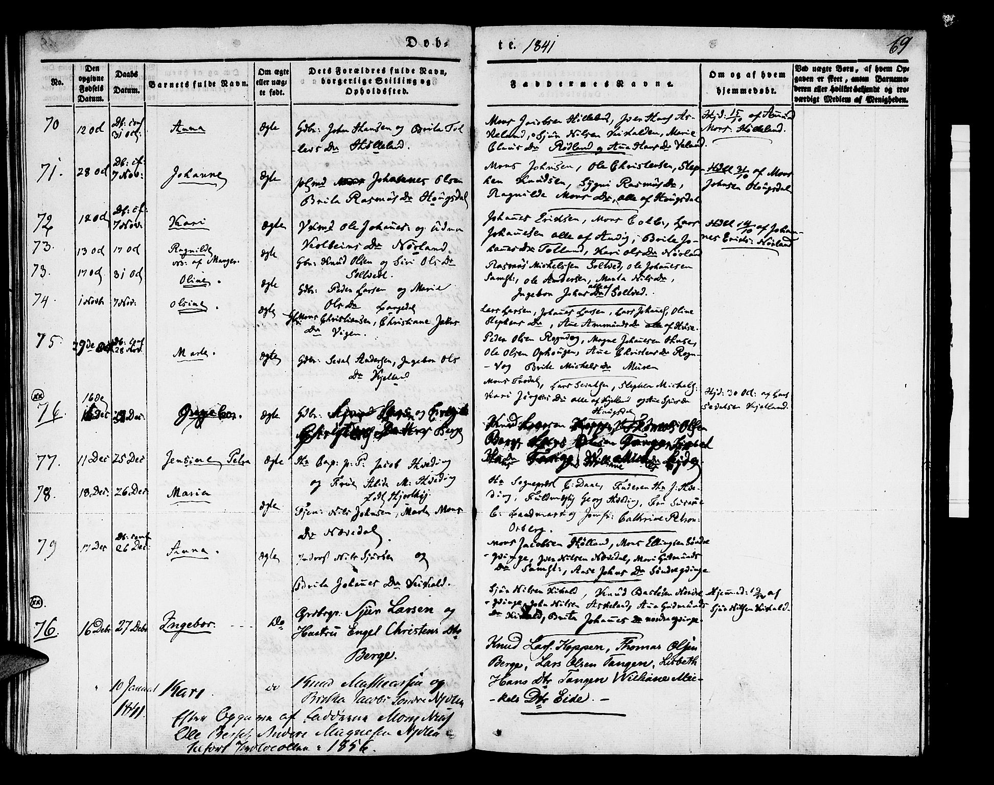 Lindås Sokneprestembete, AV/SAB-A-76701/H/Haa/Haaa/L0009: Ministerialbok nr. A 9, 1835-1841, s. 69