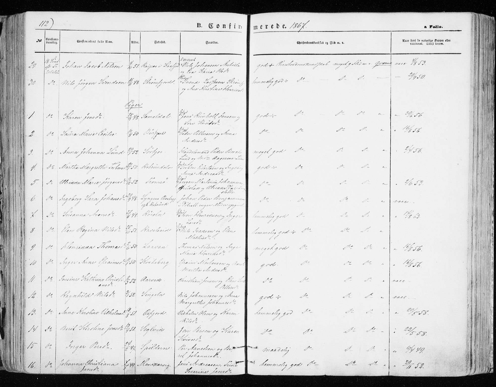 Skjervøy sokneprestkontor, AV/SATØ-S-1300/H/Ha/Haa/L0007kirke: Ministerialbok nr. 7, 1860-1870, s. 112