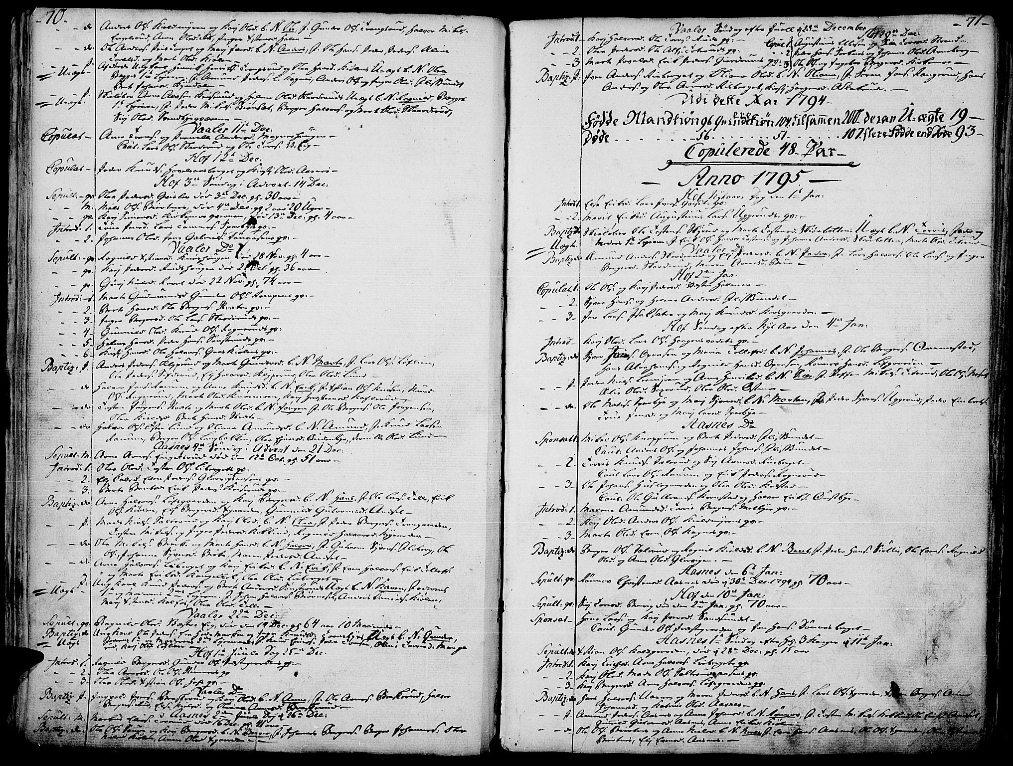 Hof prestekontor, AV/SAH-PREST-038/H/Ha/Haa/L0004: Ministerialbok nr. 4, 1790-1815, s. 70-71