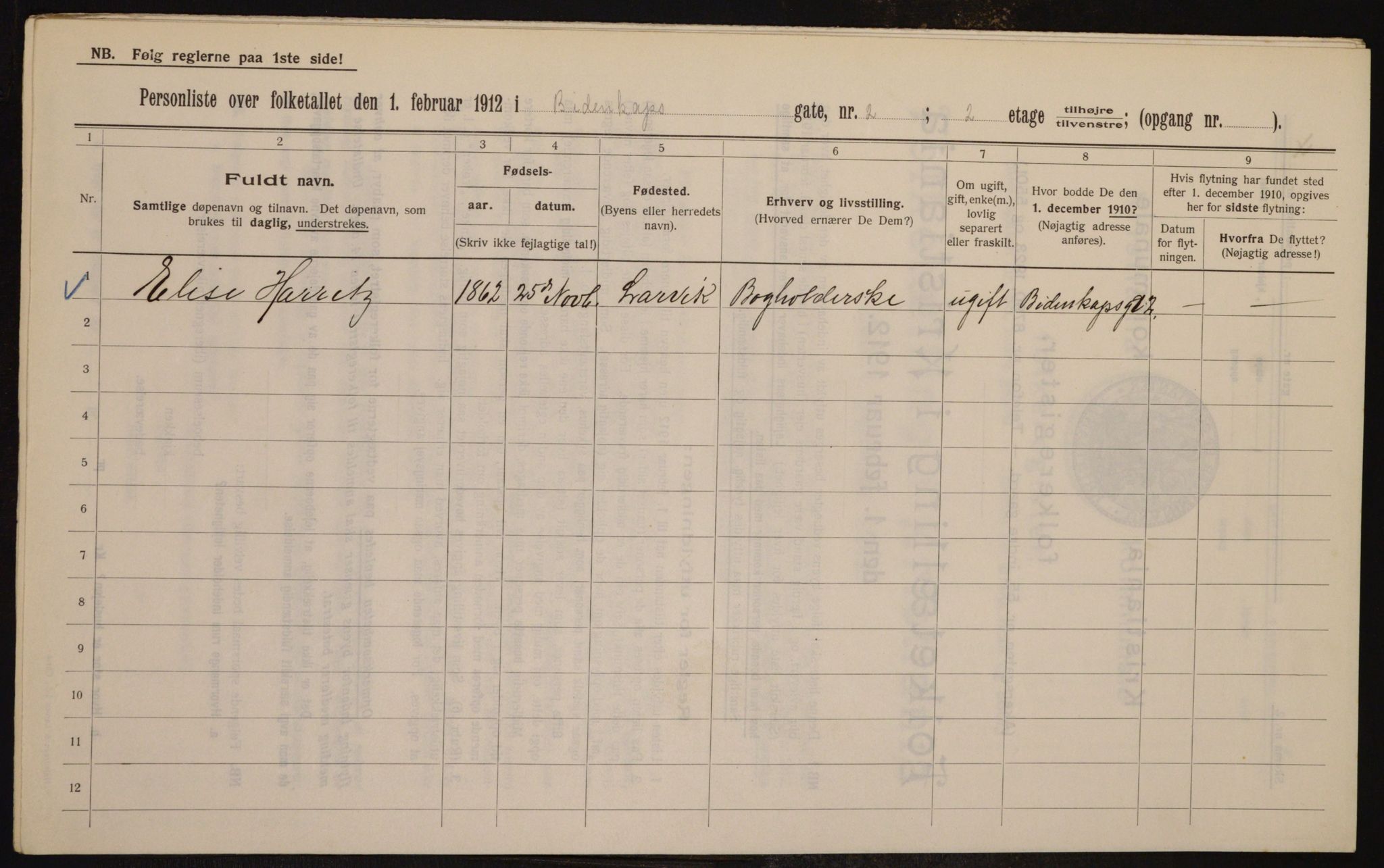 OBA, Kommunal folketelling 1.2.1912 for Kristiania, 1912, s. 4742