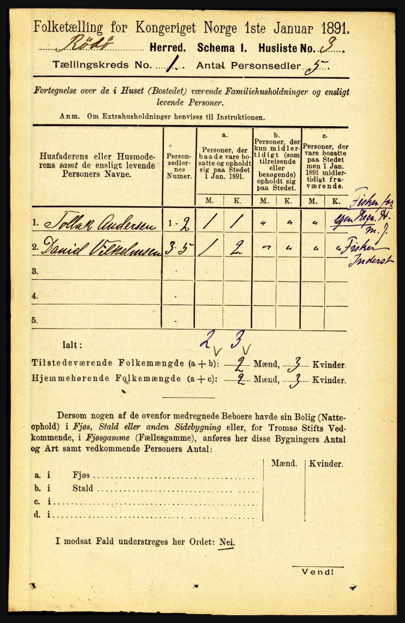 RA, Folketelling 1891 for 1836 Rødøy herred, 1891, s. 20