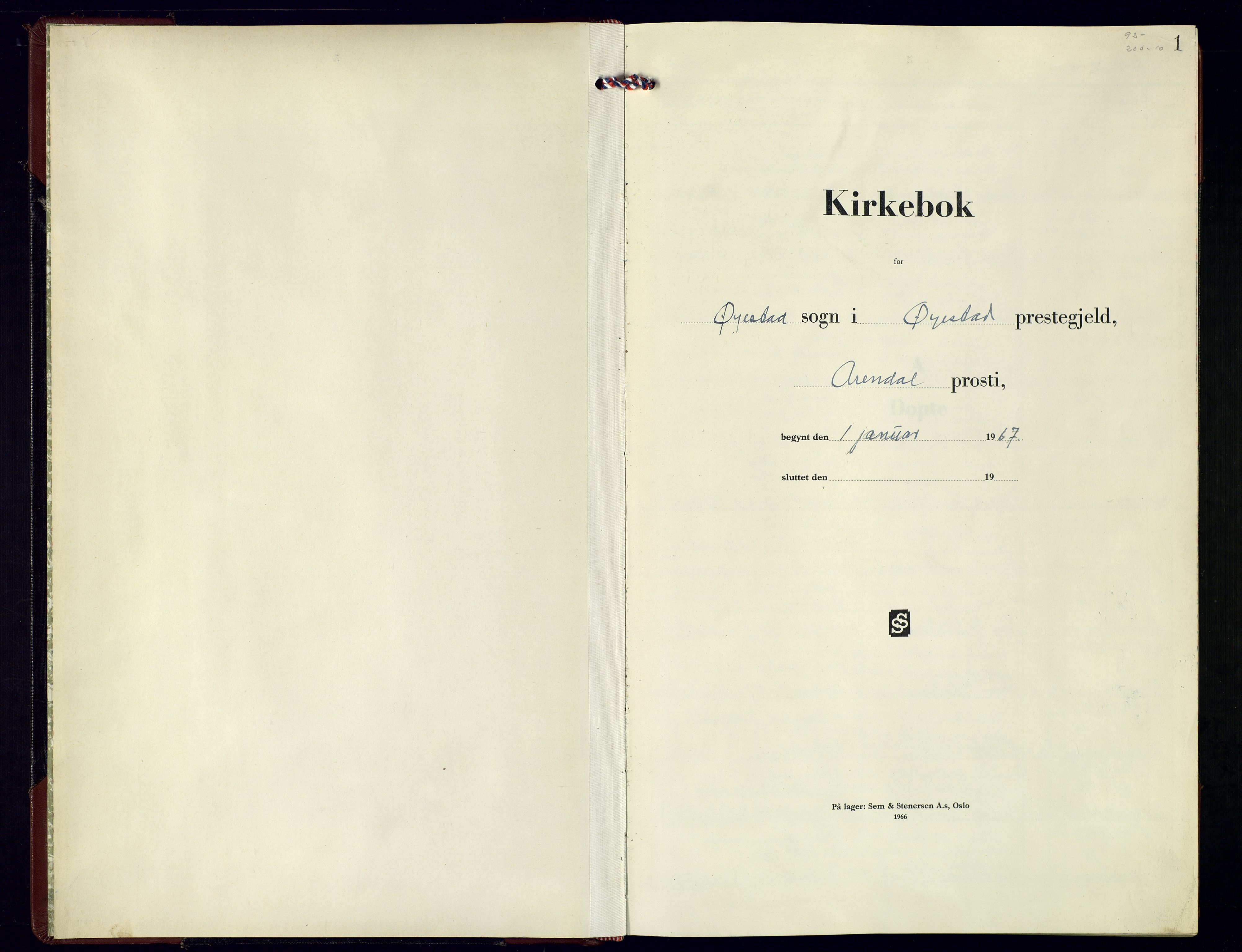 Øyestad sokneprestkontor, AV/SAK-1111-0049/F/Fb/L0015: Klokkerbok nr. B-15, 1961-1976, s. 1