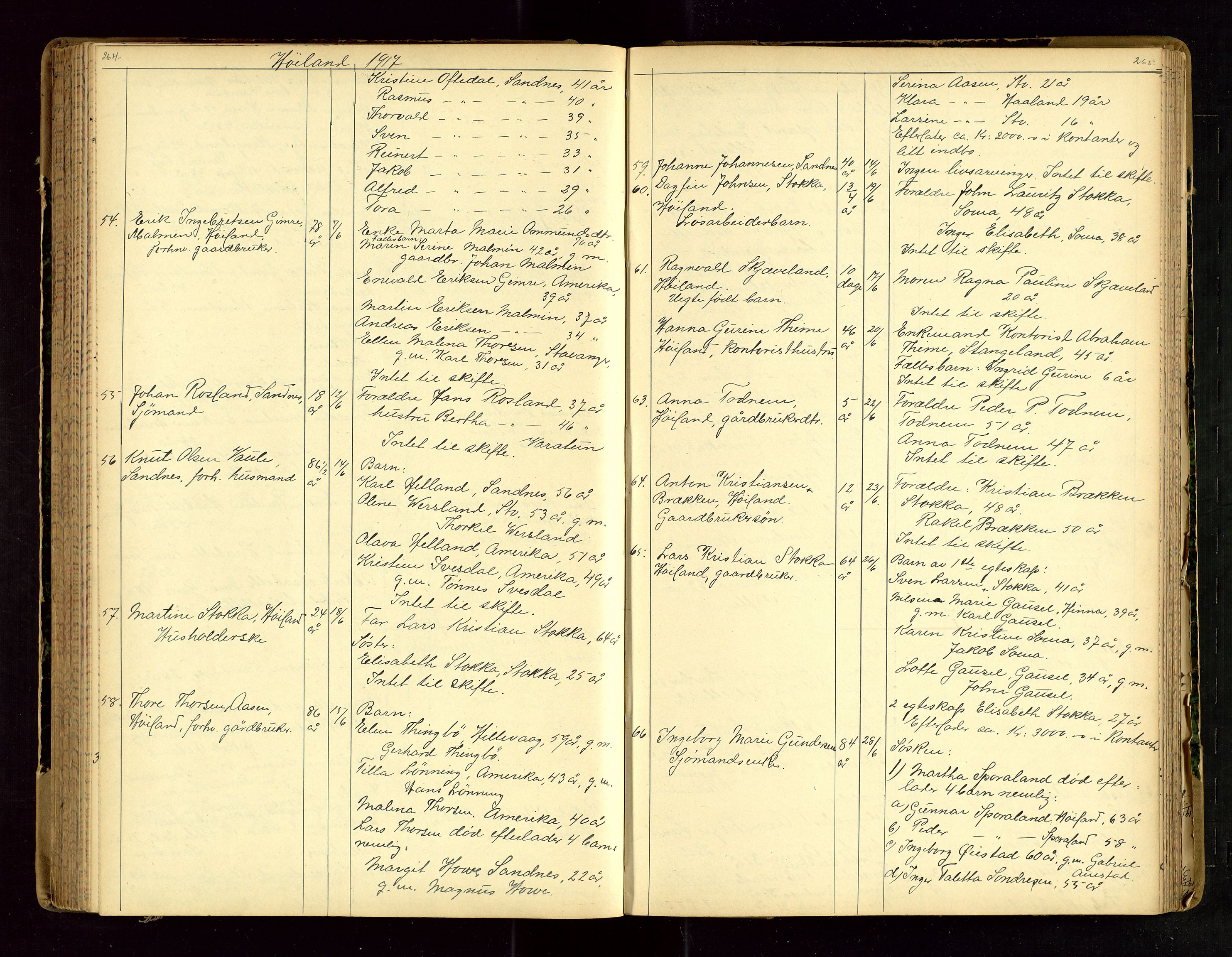 Jæren sorenskriveri, AV/SAST-A-100310/01/5/52/52B/L0003: DØDSFALLPROTOKOLL, 1910-1916, s. 264-265
