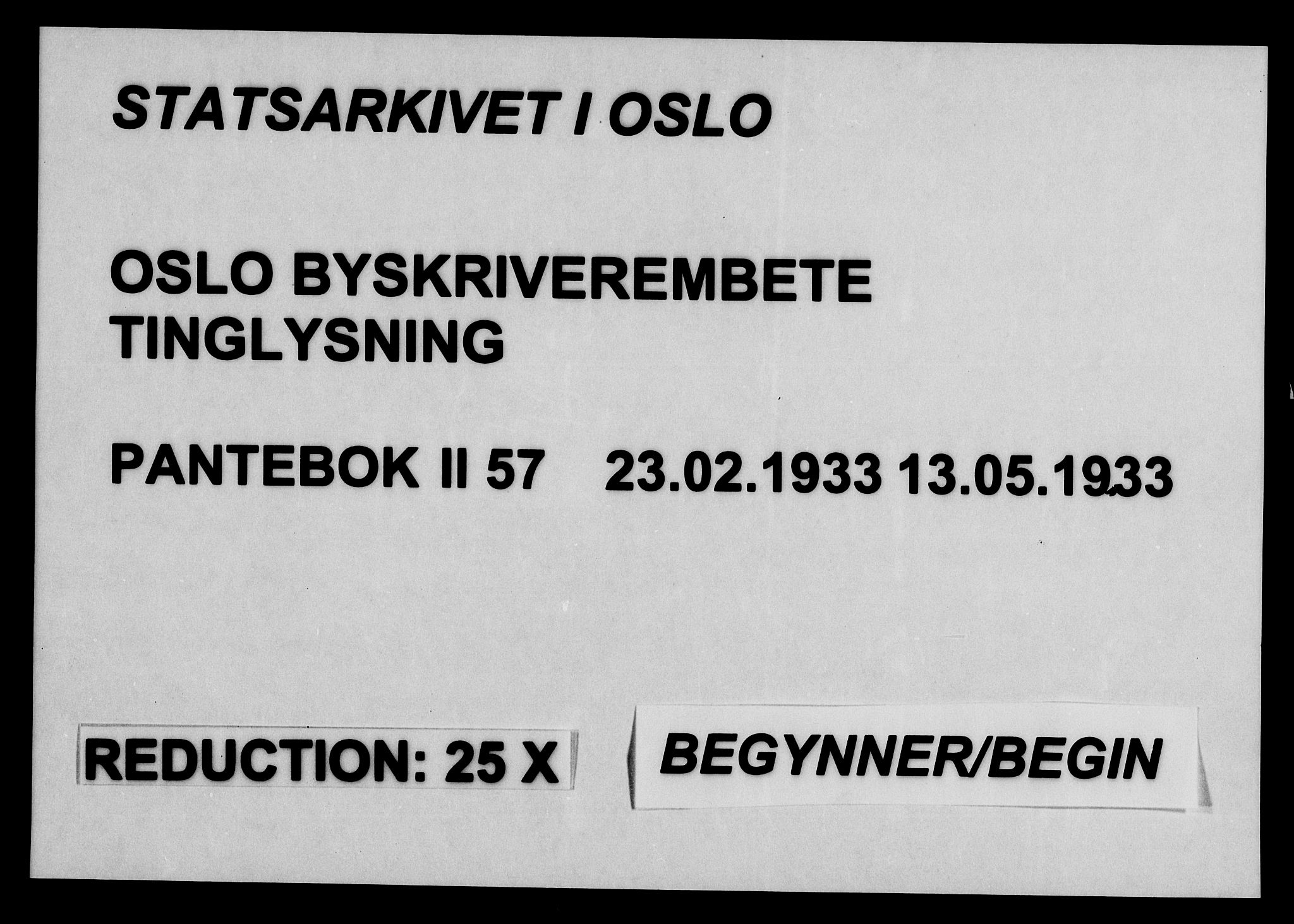 Oslo byskriverembete, SAO/A-10227/G/Gb/Gbc/Gbca/L0057: Pantebok nr. II 57, 1933-1933