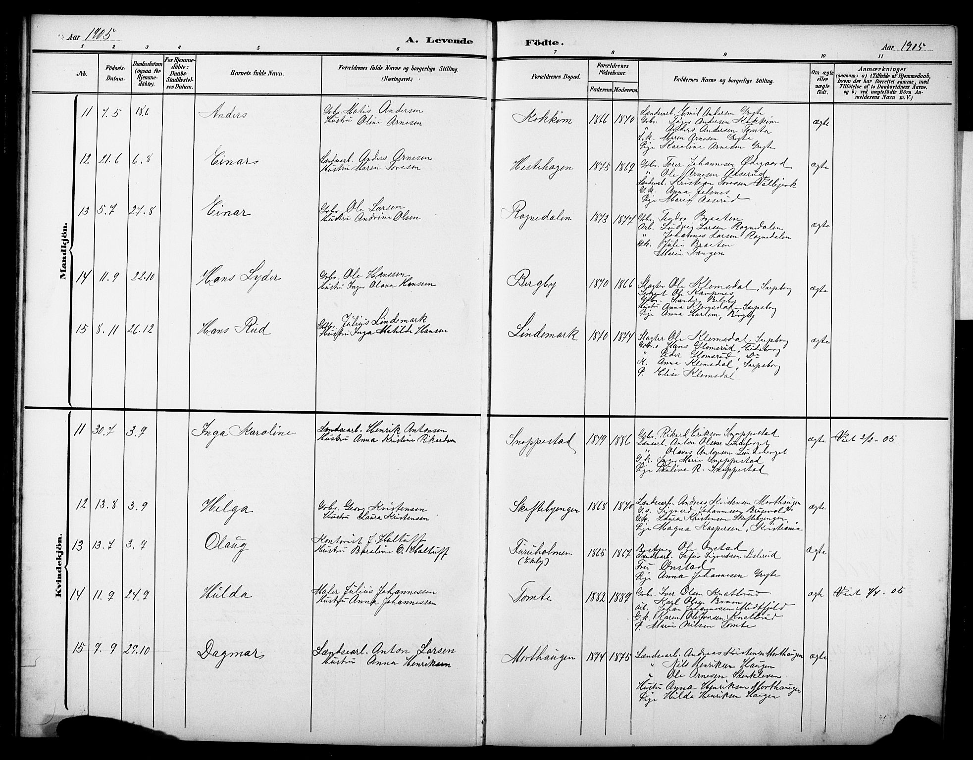 Varteig prestekontor Kirkebøker, AV/SAO-A-10447a/G/Ga/L0001: Klokkerbok nr. 1, 1902-1923