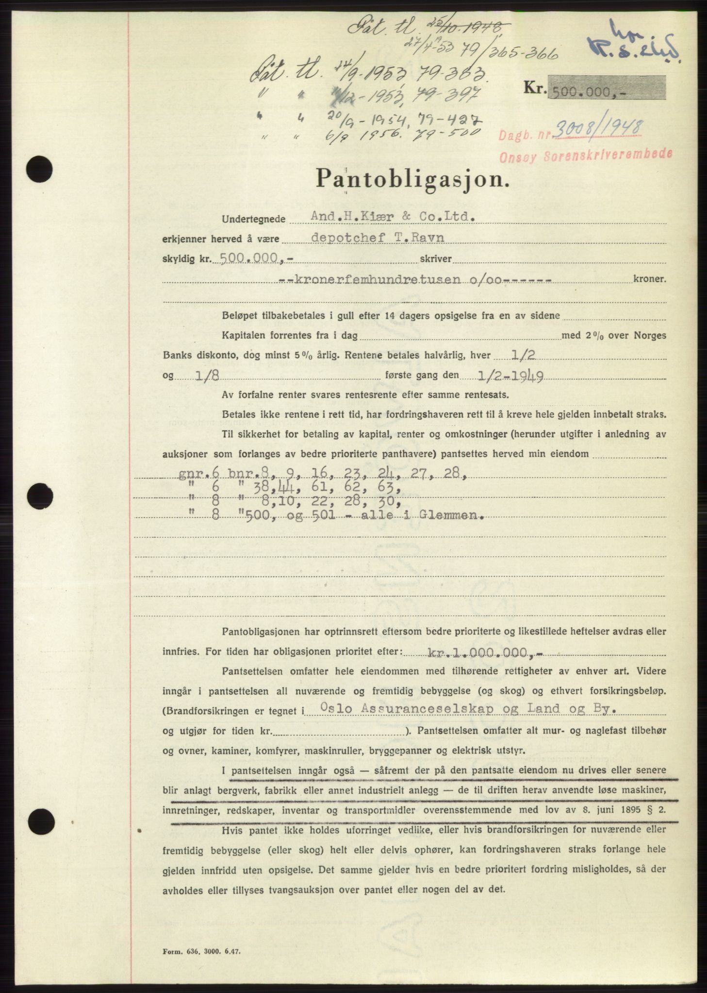 Onsøy sorenskriveri, SAO/A-10474/G/Ga/Gac/L0007: Pantebok nr. B 14-7, 1948-1948, Dagboknr: 3008/1948
