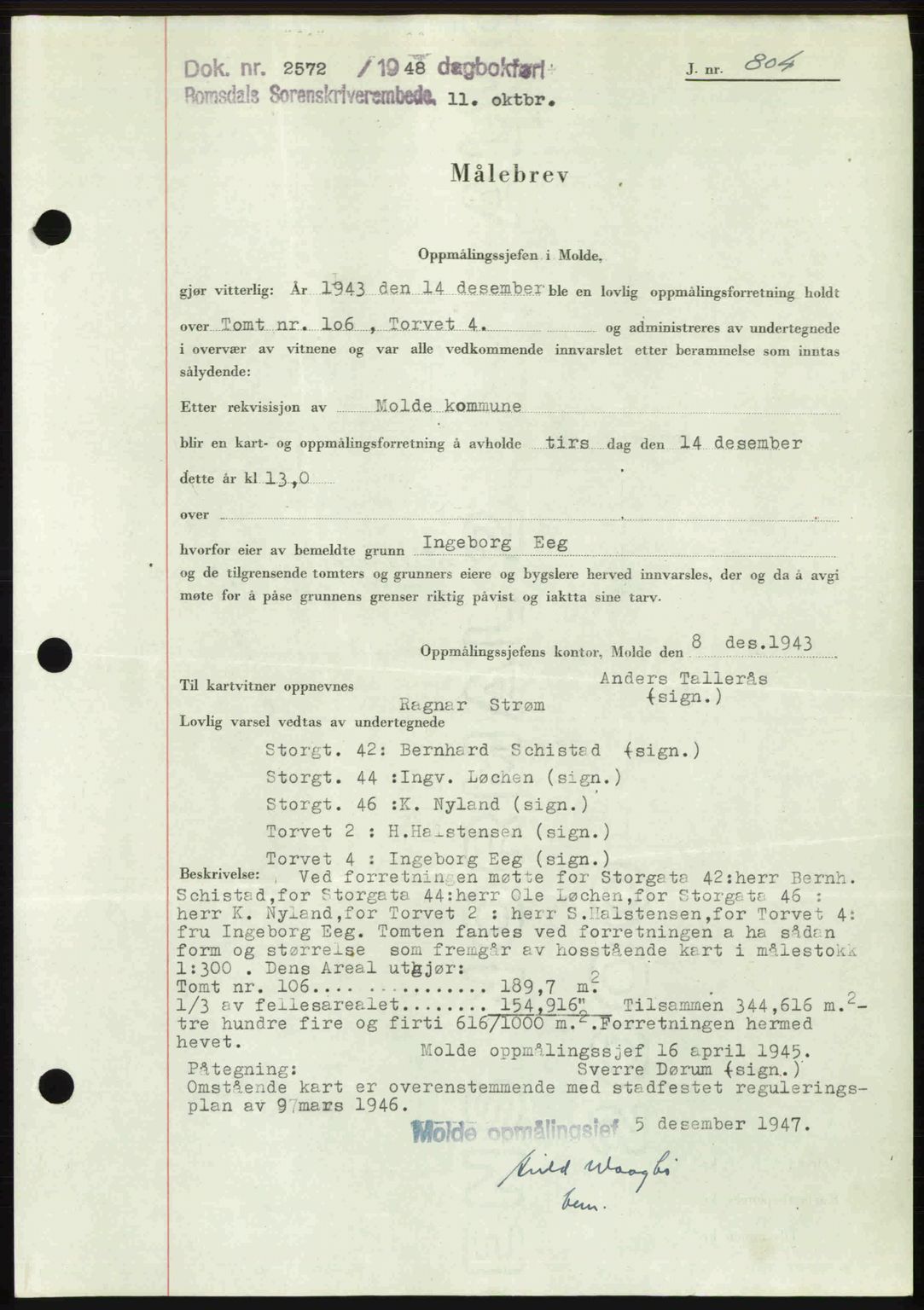 Romsdal sorenskriveri, SAT/A-4149/1/2/2C: Pantebok nr. A27, 1948-1948, Dagboknr: 2572/1948
