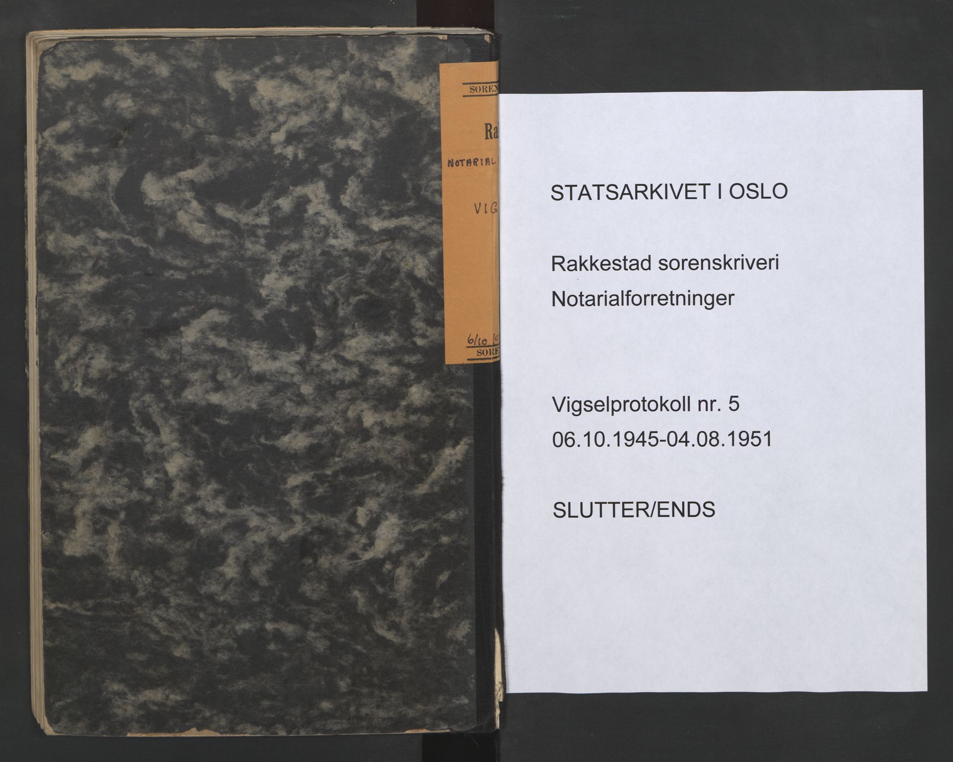 Rakkestad sorenskriveri, SAO/A-10686/L/Lc/Lca/L0005: Vigselbøker, 1945-1951