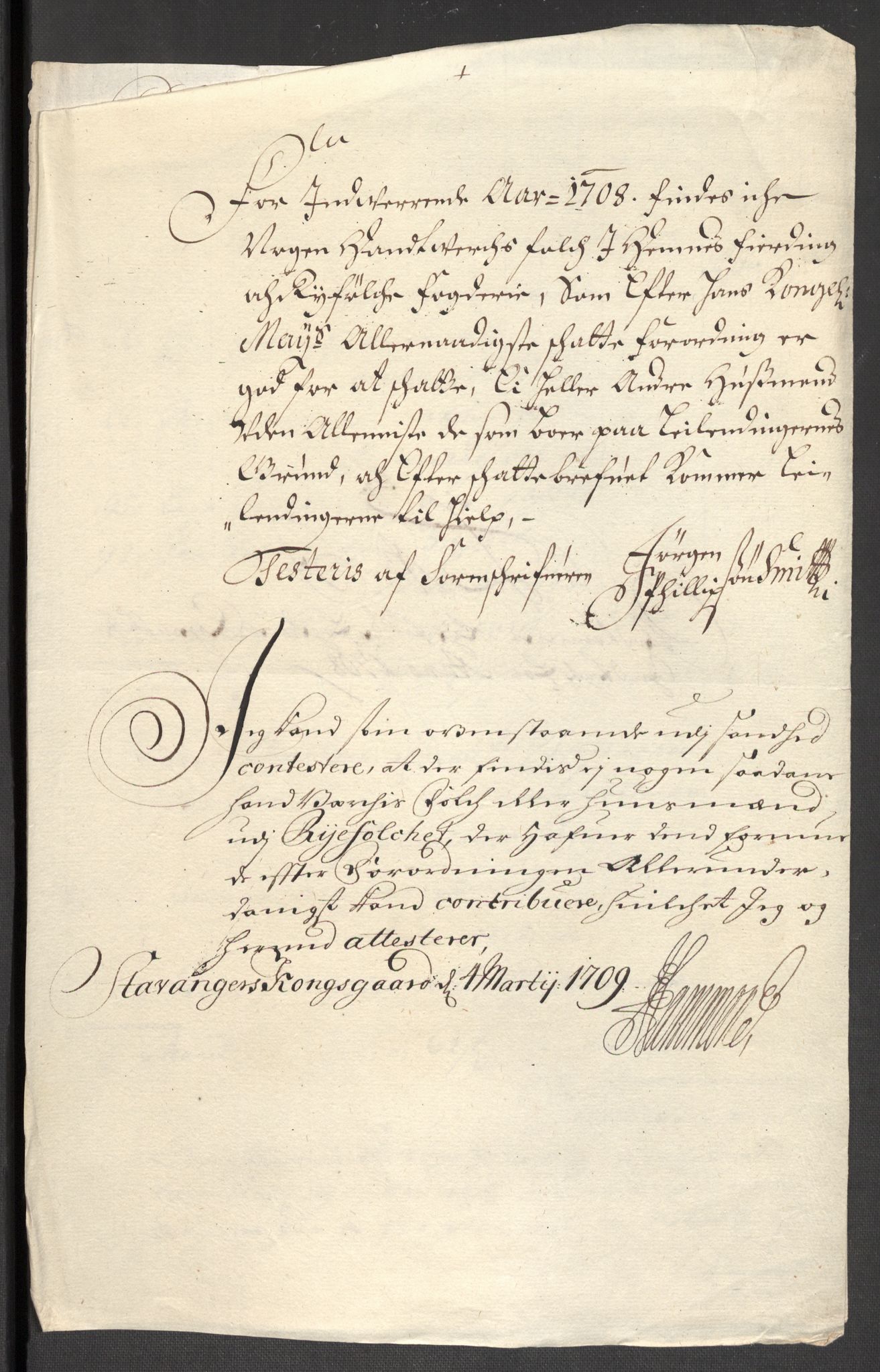 Rentekammeret inntil 1814, Reviderte regnskaper, Fogderegnskap, RA/EA-4092/R47/L2861: Fogderegnskap Ryfylke, 1706-1709, s. 204