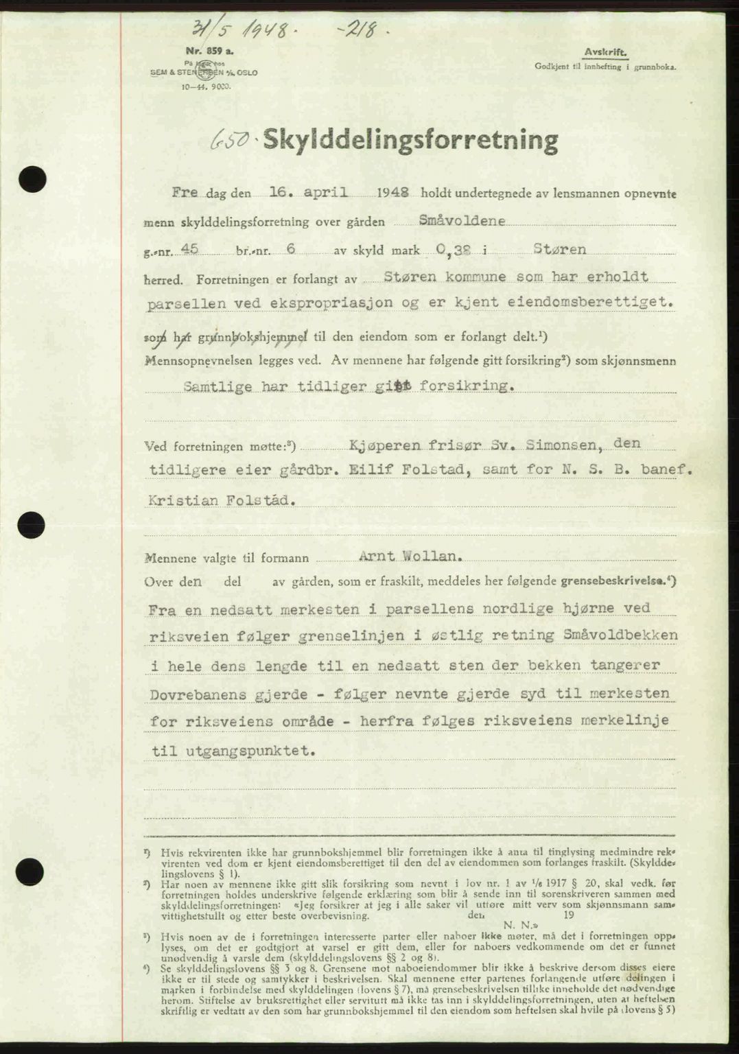 Gauldal sorenskriveri, SAT/A-0014/1/2/2C: Pantebok nr. A5, 1947-1948, Dagboknr: 650/1948