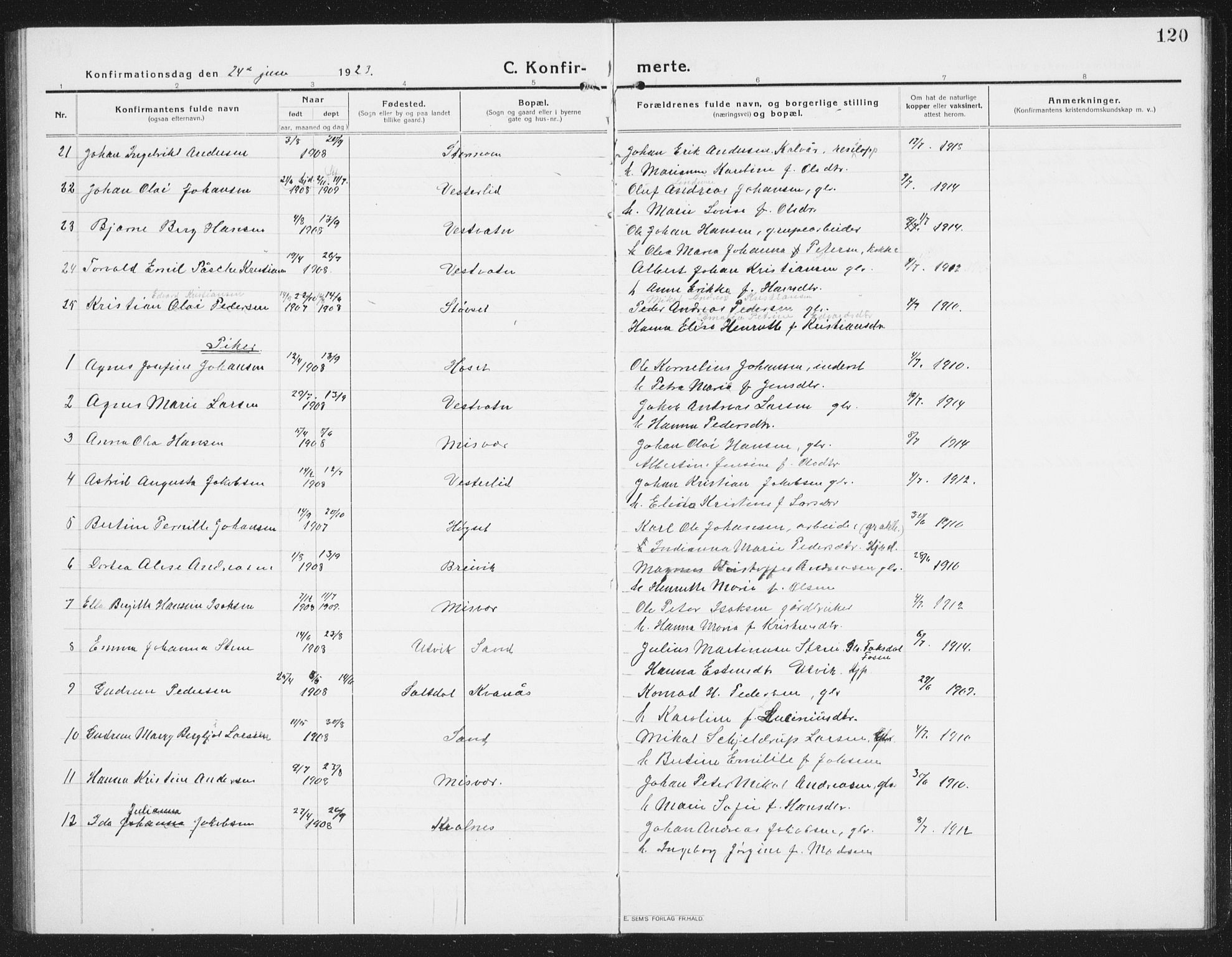 Ministerialprotokoller, klokkerbøker og fødselsregistre - Nordland, AV/SAT-A-1459/852/L0757: Klokkerbok nr. 852C08, 1916-1934, s. 120