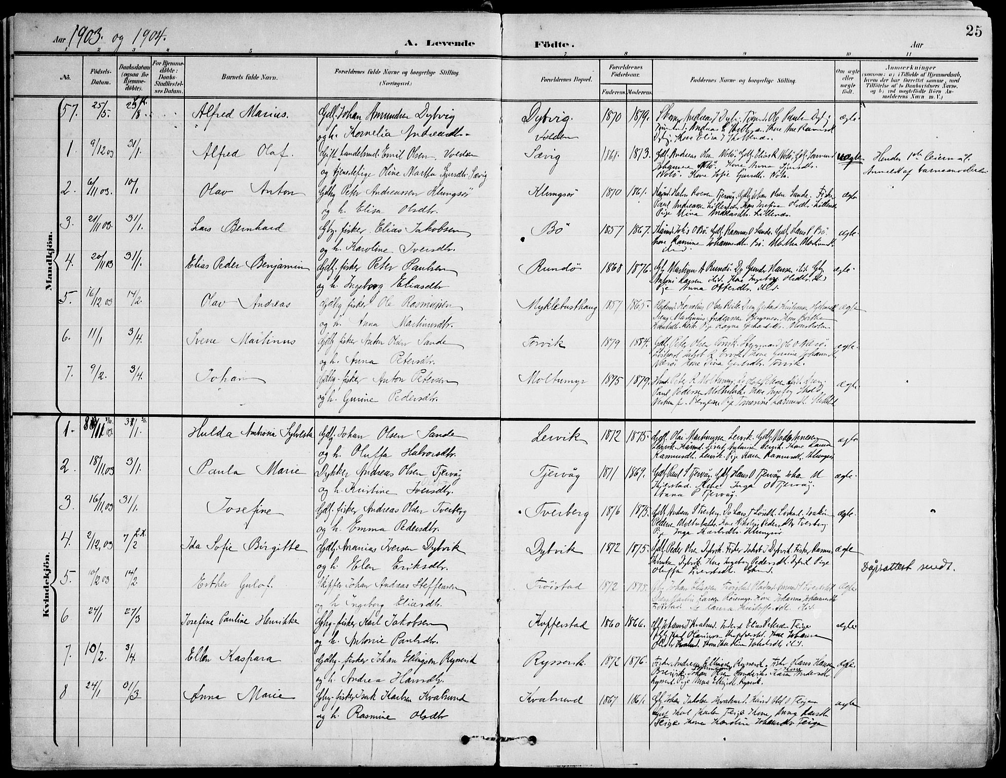 Ministerialprotokoller, klokkerbøker og fødselsregistre - Møre og Romsdal, AV/SAT-A-1454/507/L0075: Ministerialbok nr. 507A10, 1901-1920, s. 25