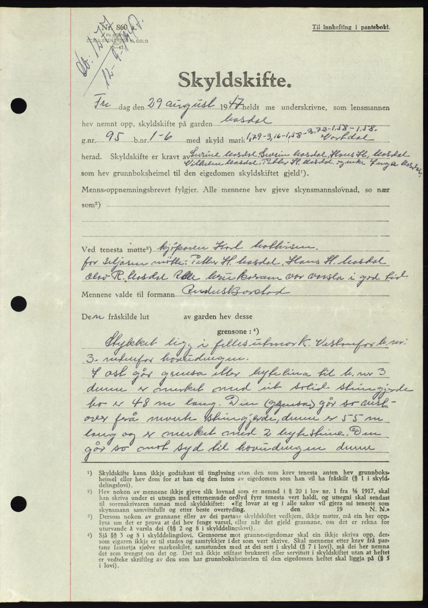 Søre Sunnmøre sorenskriveri, AV/SAT-A-4122/1/2/2C/L0081: Pantebok nr. 7A, 1947-1948, Dagboknr: 1277/1947