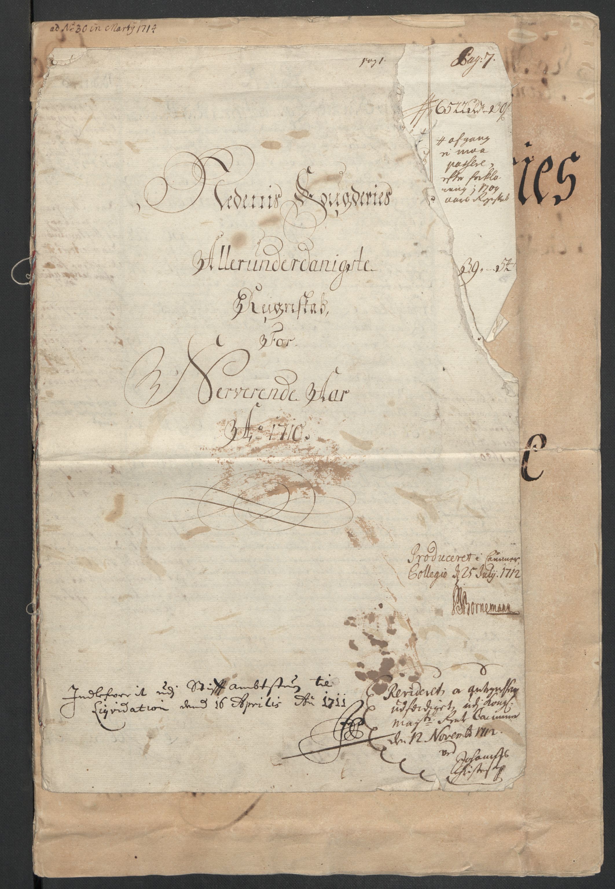 Rentekammeret inntil 1814, Reviderte regnskaper, Fogderegnskap, RA/EA-4092/R39/L2319: Fogderegnskap Nedenes, 1710-1711, s. 3