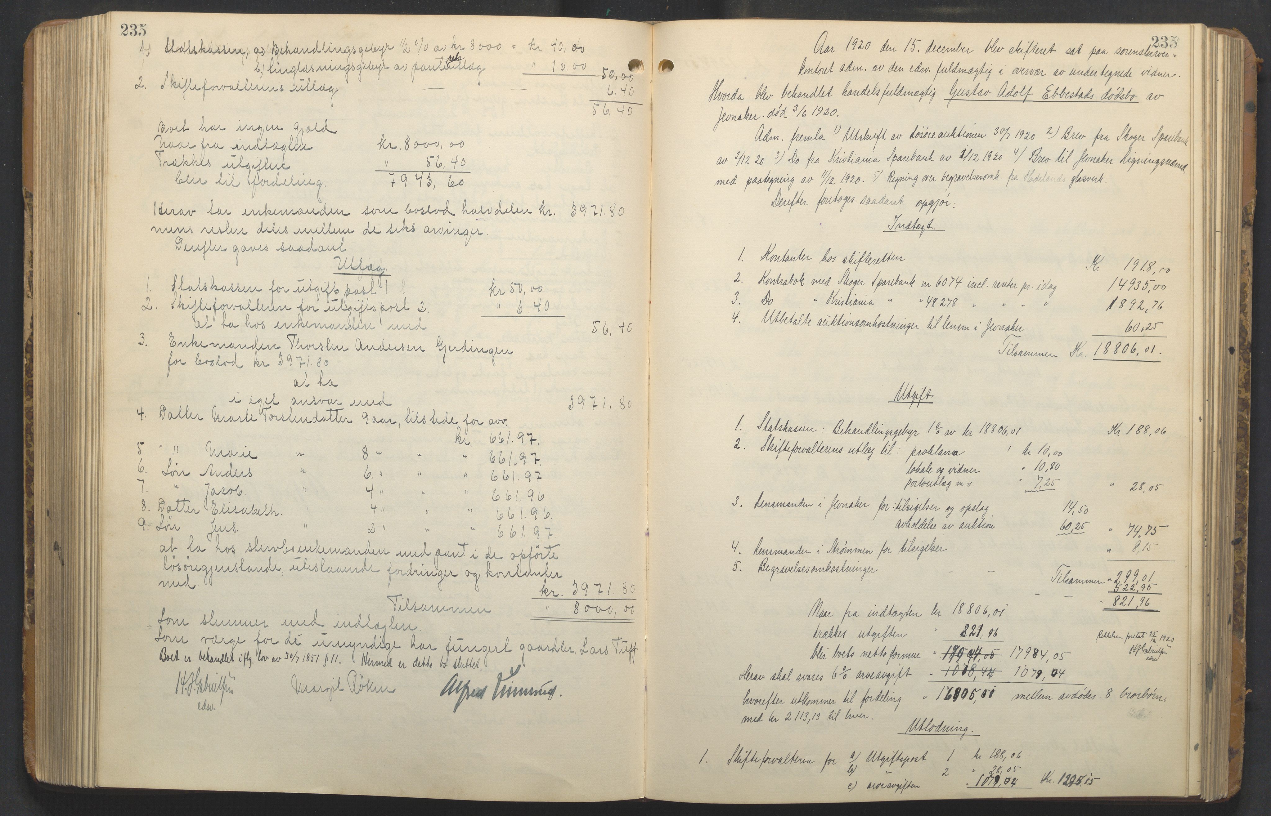 Hadeland og Land tingrett, AV/SAH-TING-010/J/Jd/L0005: Skifteutlodningsprotokoll, 1913-1924, s. 235