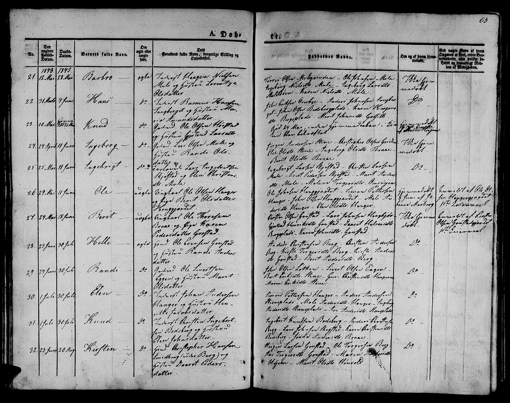 Ministerialprotokoller, klokkerbøker og fødselsregistre - Sør-Trøndelag, SAT/A-1456/612/L0374: Ministerialbok nr. 612A07 /1, 1829-1845, s. 63