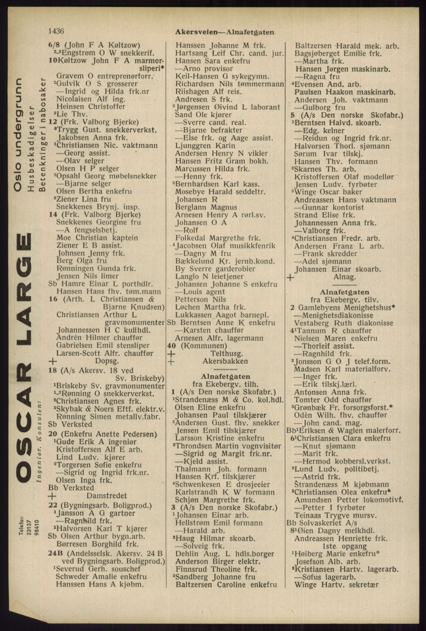 Kristiania/Oslo adressebok, PUBL/-, 1934, s. 1436