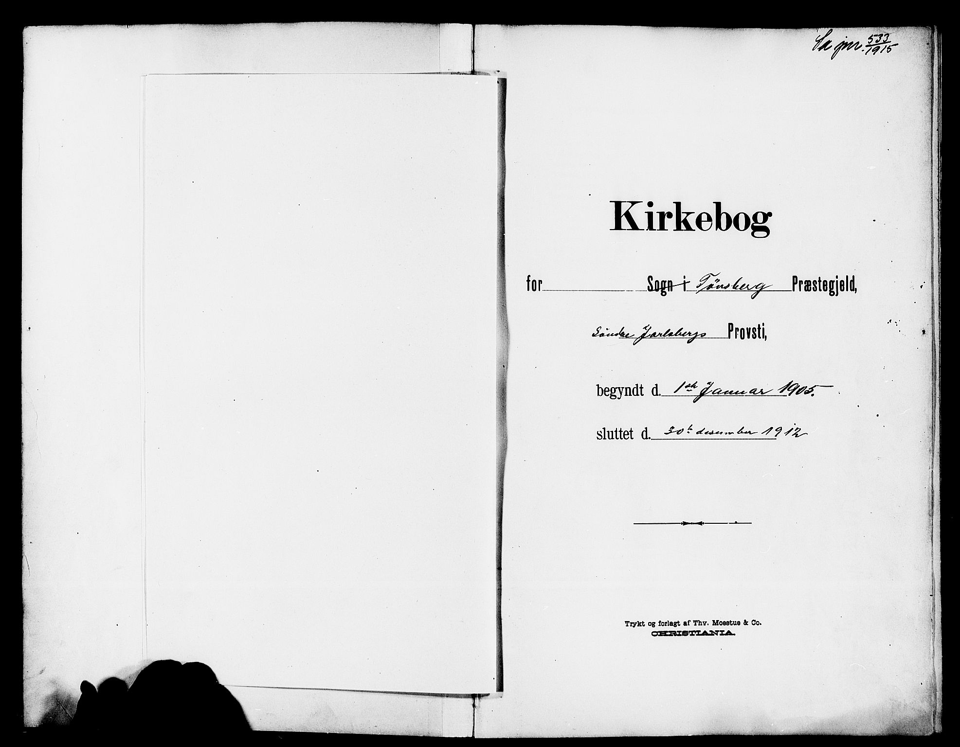 Tønsberg kirkebøker, AV/SAKO-A-330/G/Ga/L0008: Klokkerbok nr. 8, 1905-1912