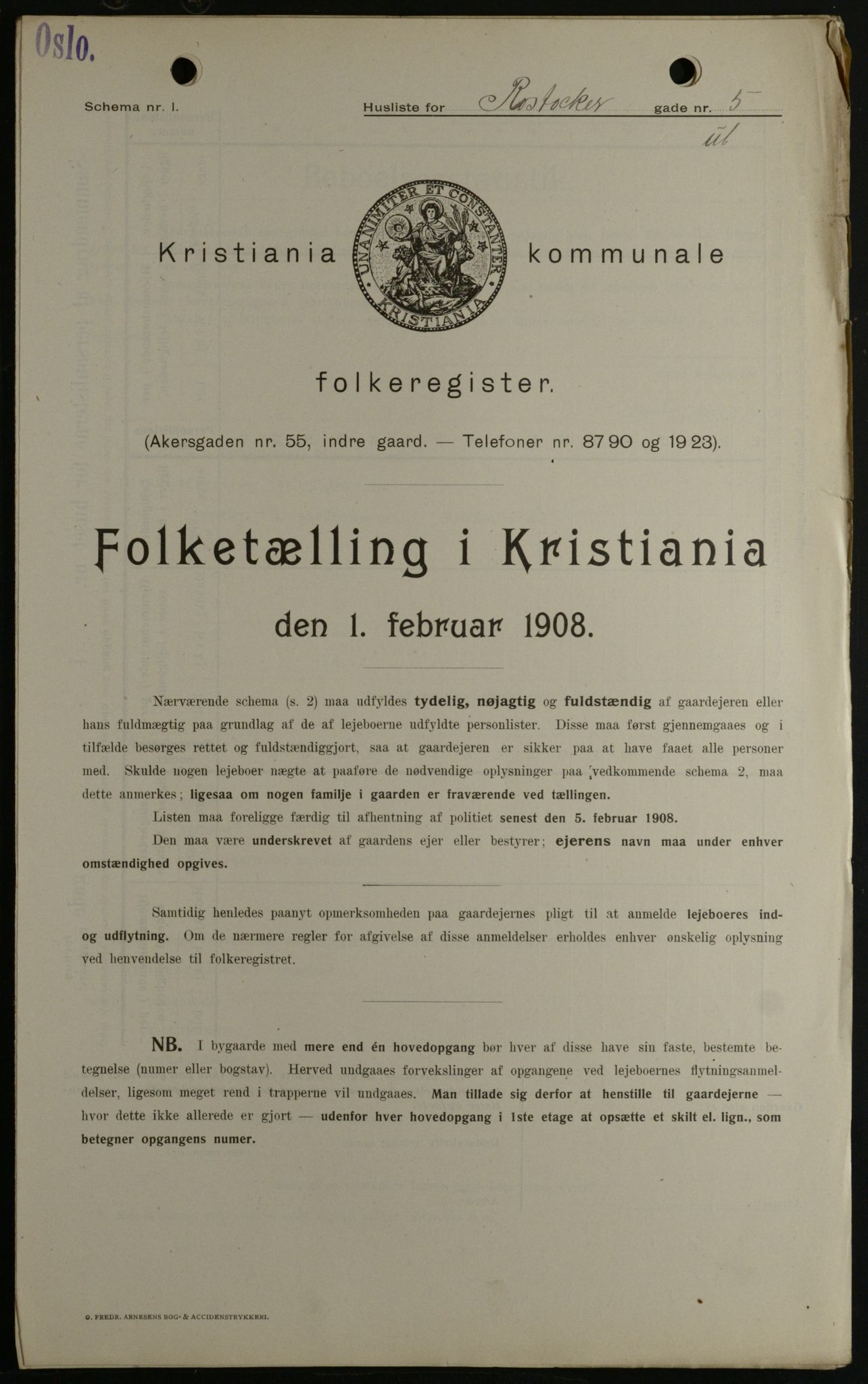 OBA, Kommunal folketelling 1.2.1908 for Kristiania kjøpstad, 1908, s. 76073